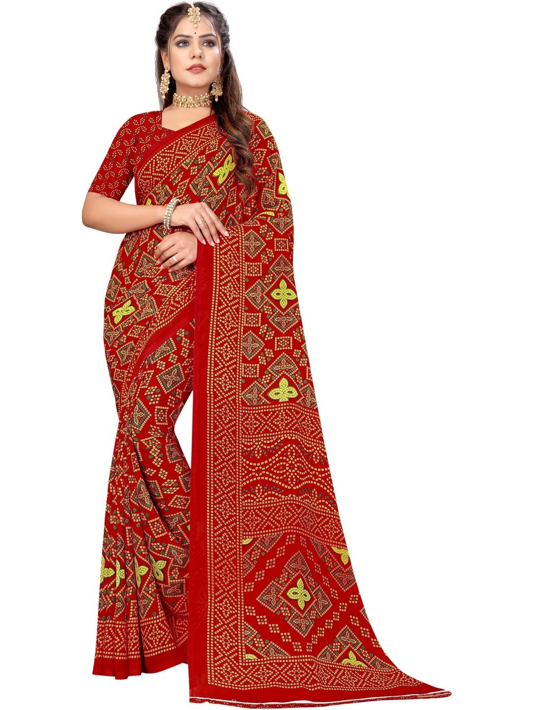 SZN Bandhani Poly Georgette Bandhani Saree-picture-13