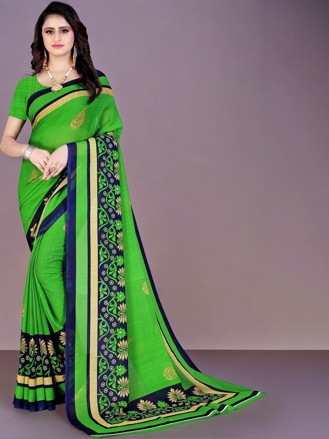 SZN Ethnic Motifs Poly Georgette Saree-picture-23