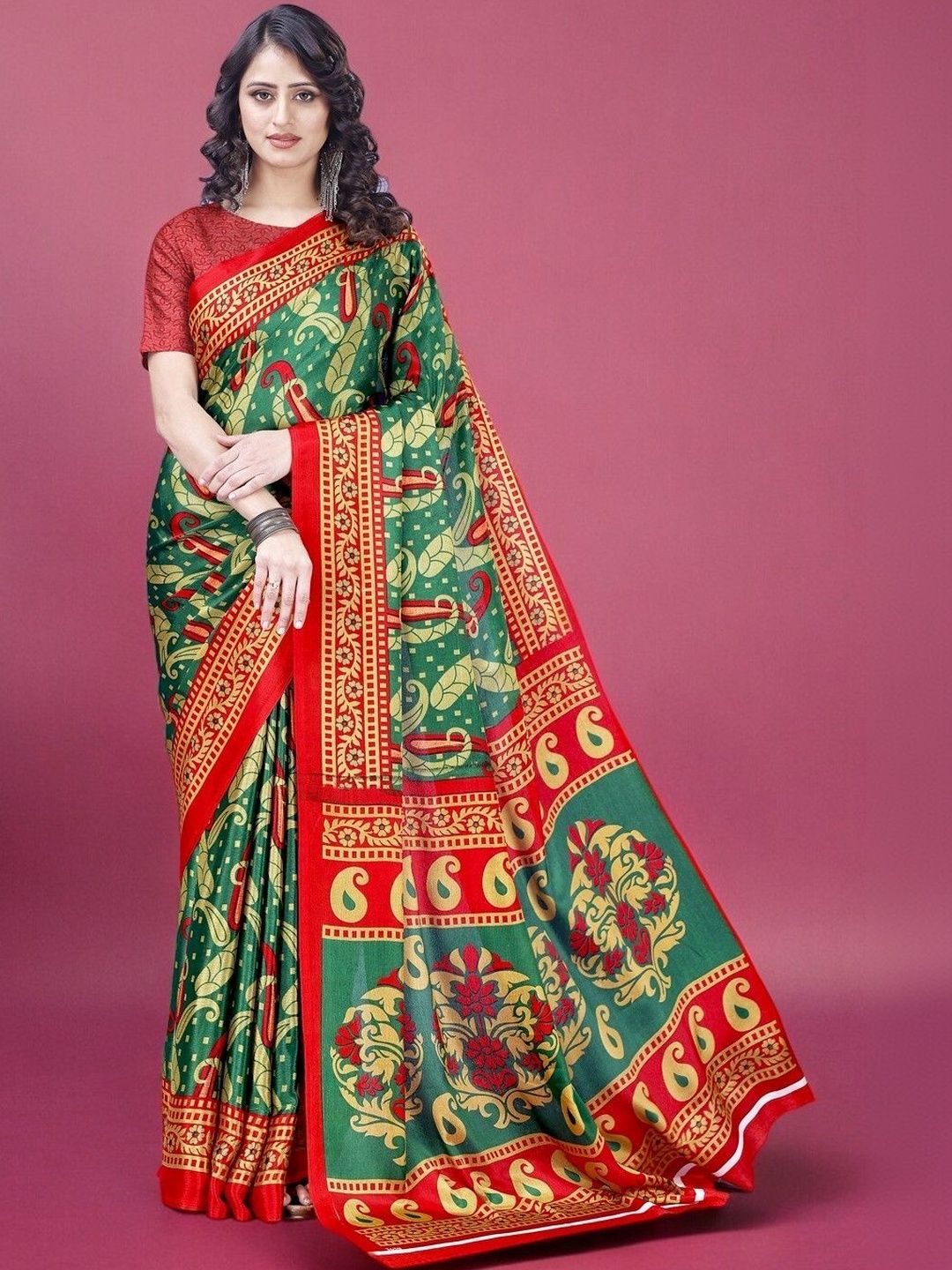 SZN Ethnic Motifs Poly Georgette Saree-picture-29