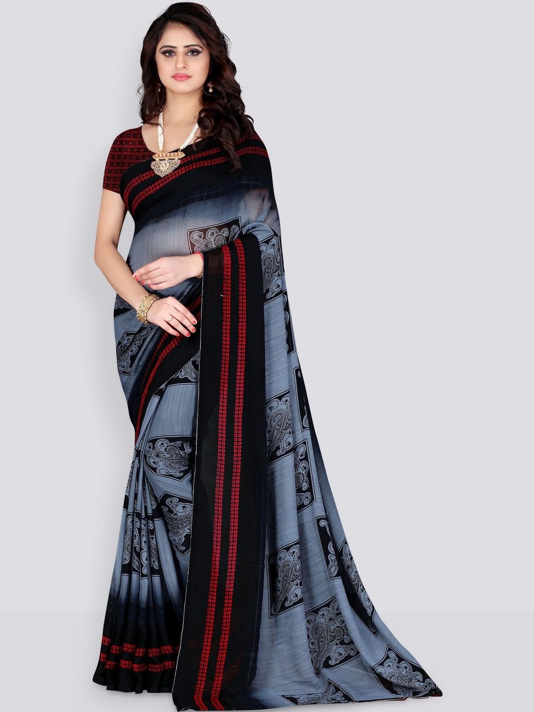 SZN Ethnic Motifs Poly Georgette Saree-picture-54