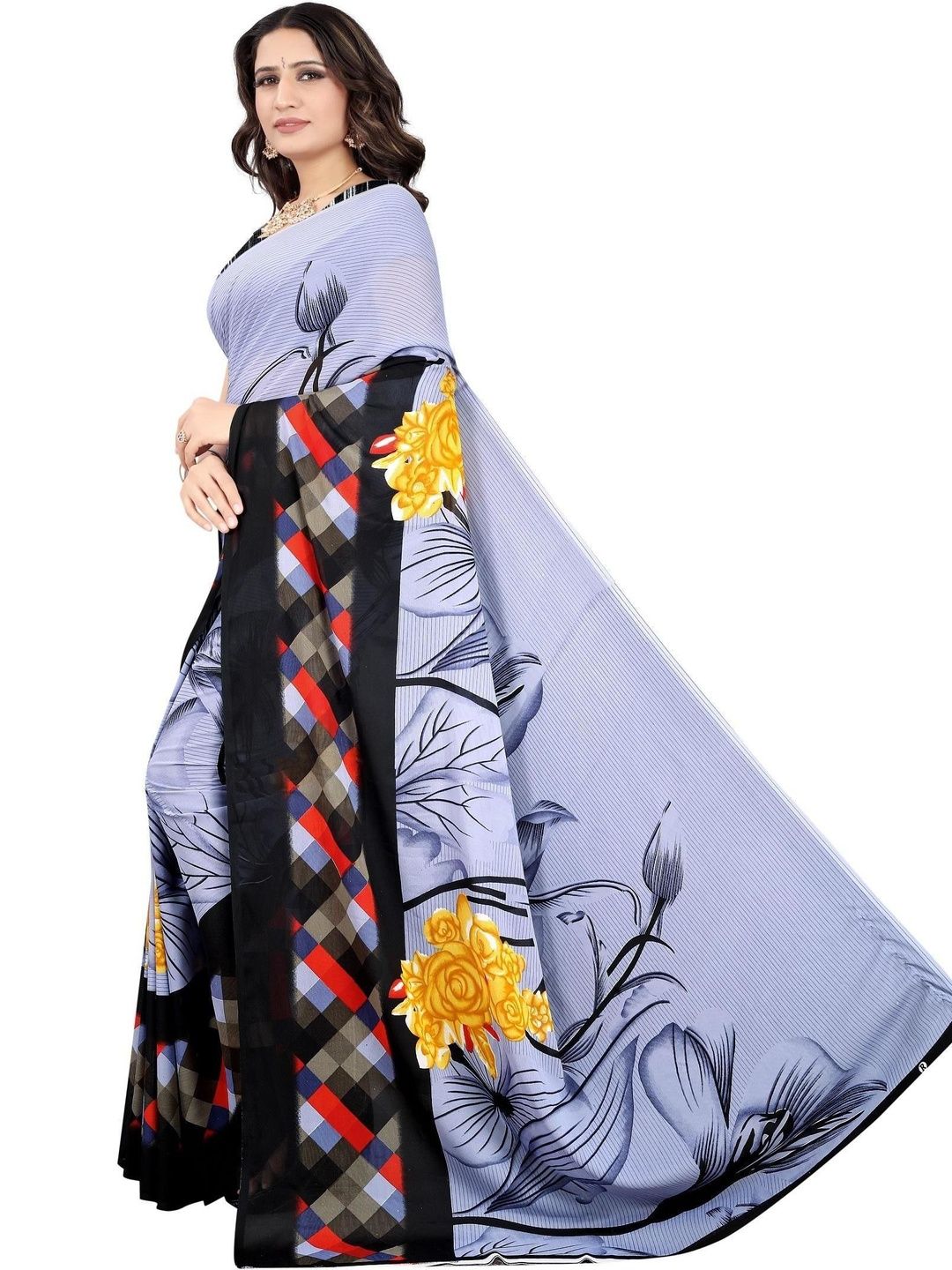 SZN Floral Poly Georgette Saree-picture-21