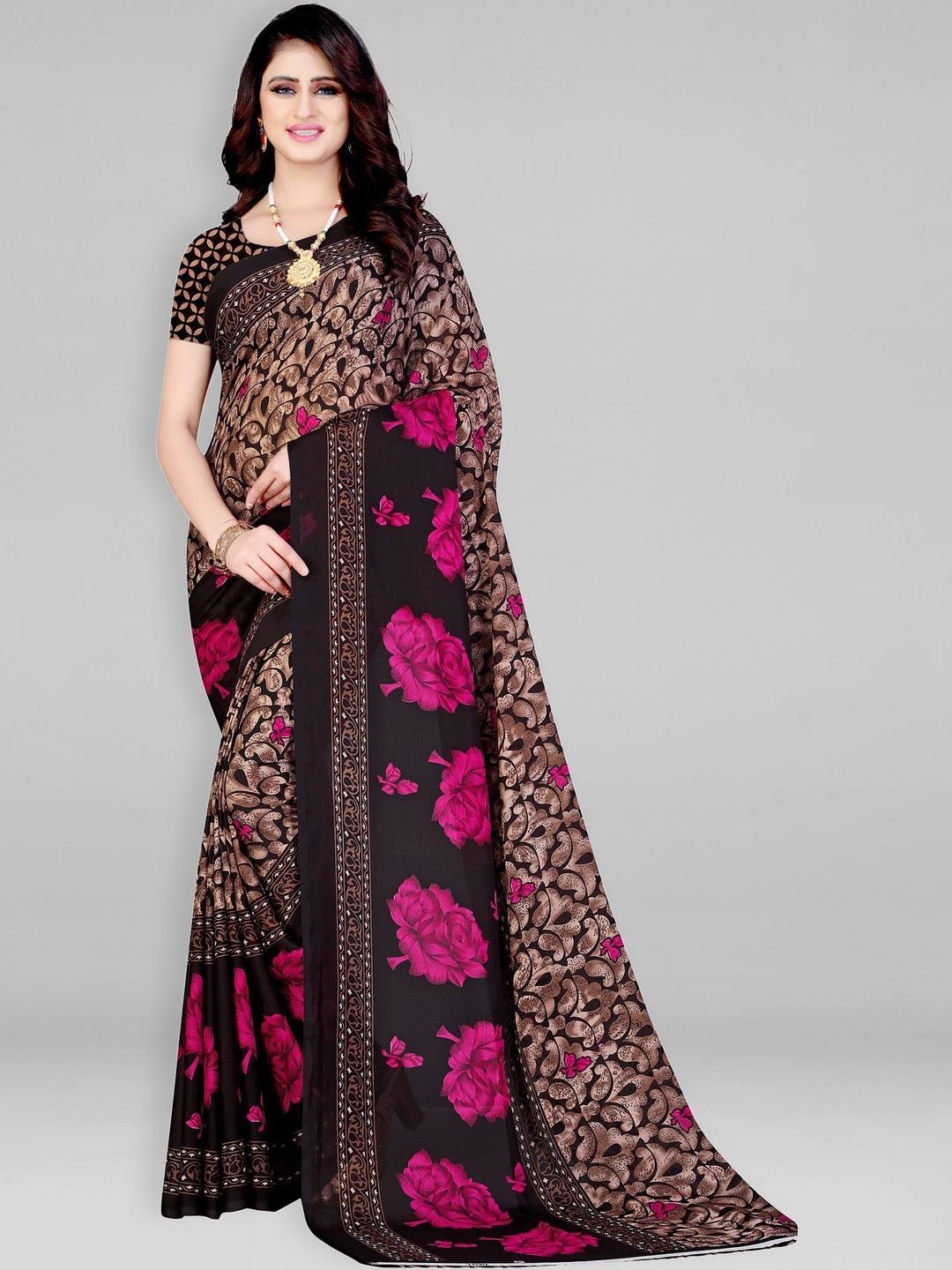SZN Floral Poly Georgette Saree-picture-50