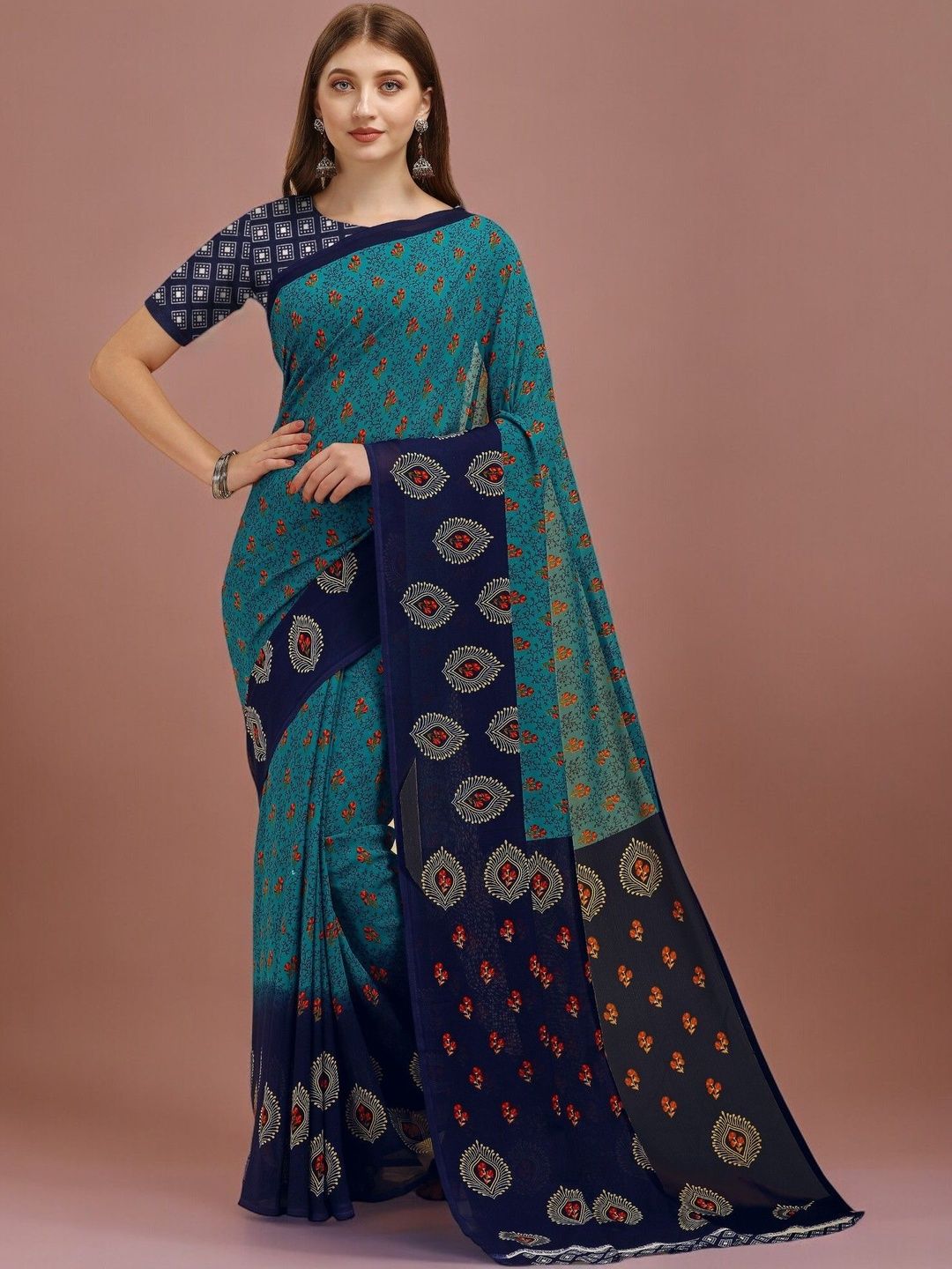 SZN Floral Poly Georgette Saree-picture-41
