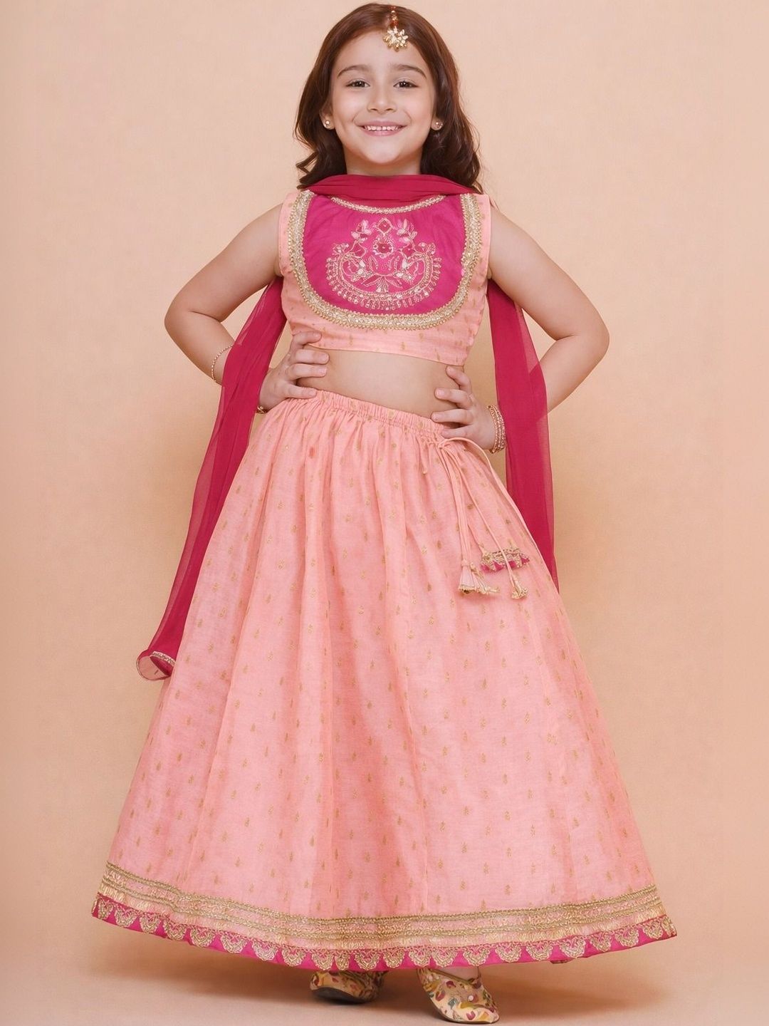 KATRODIYA ENTERPRISE Girls Embroidered Tie and Dye Ready to Wear Lehenga & Blouse With Dupatta-picture-21