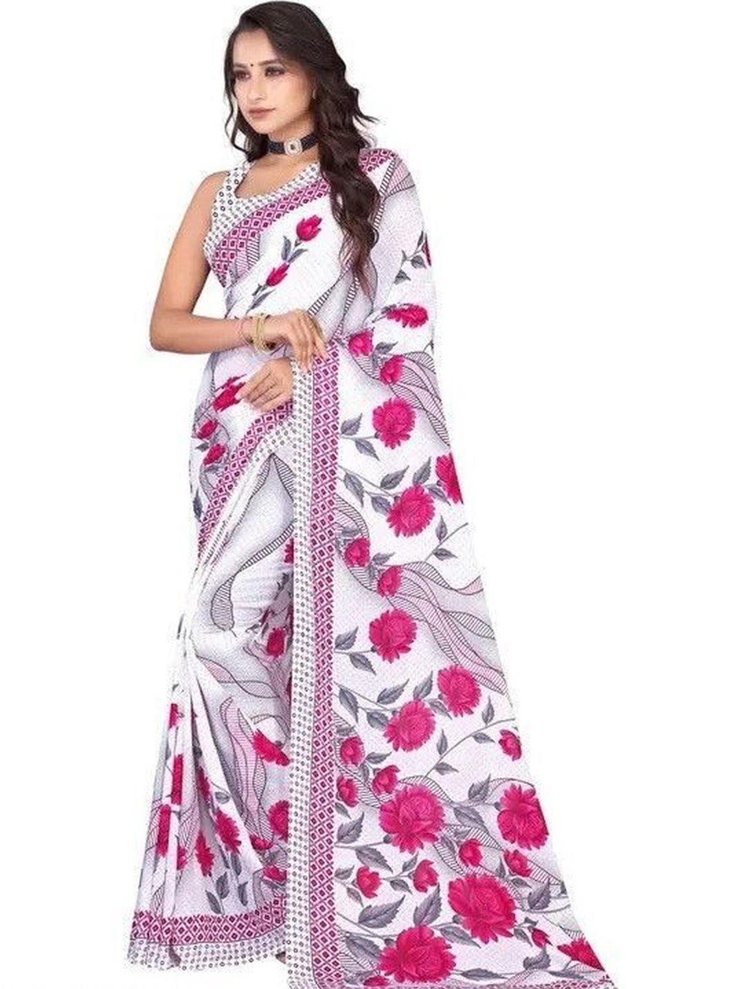 SZN Floral Poly Georgette Saree-picture-52