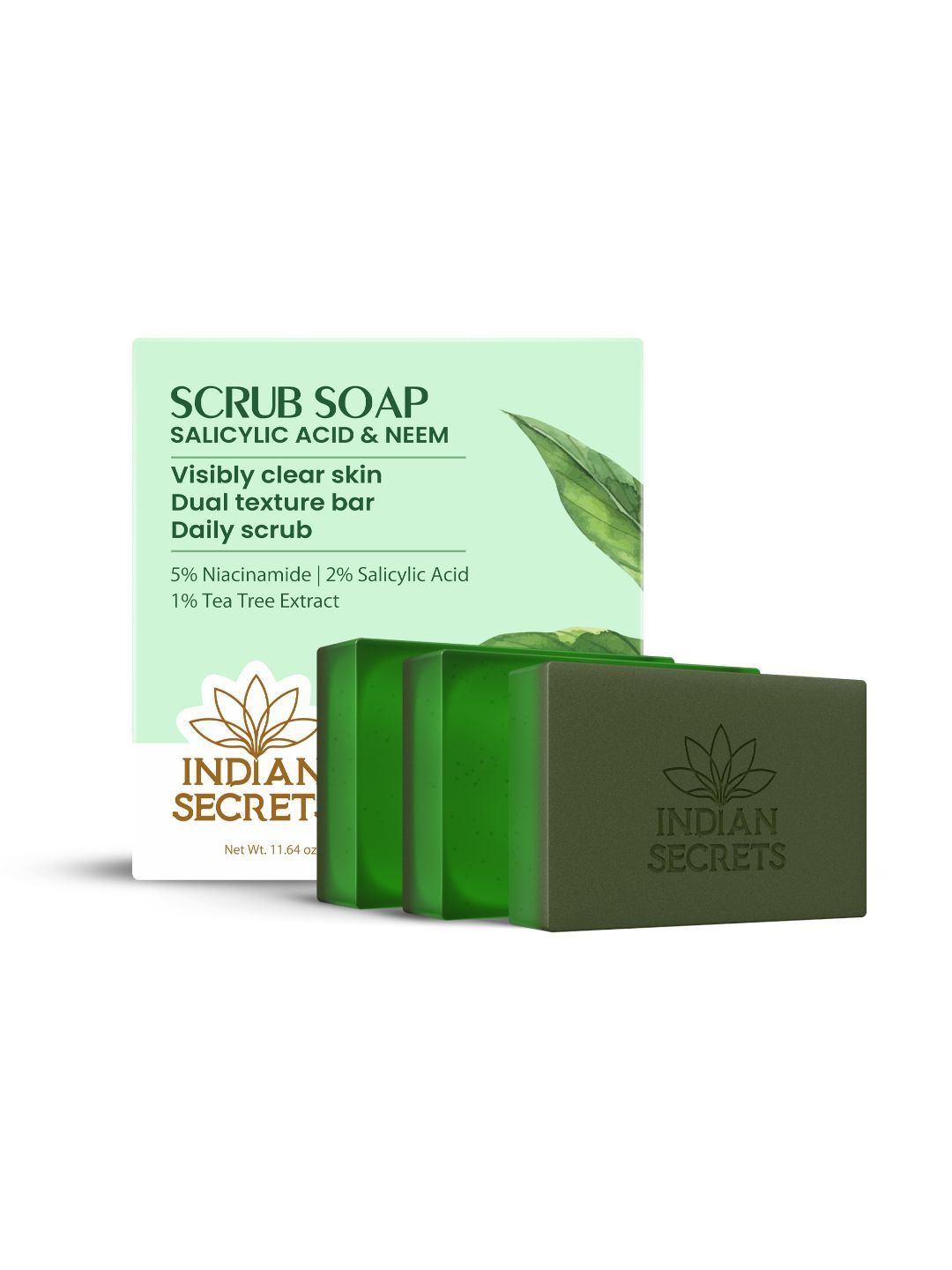 Indian Secrets Set Of 3 Scrub Soap With Salicylic Acid & Neem - 110 g Each-picture-55