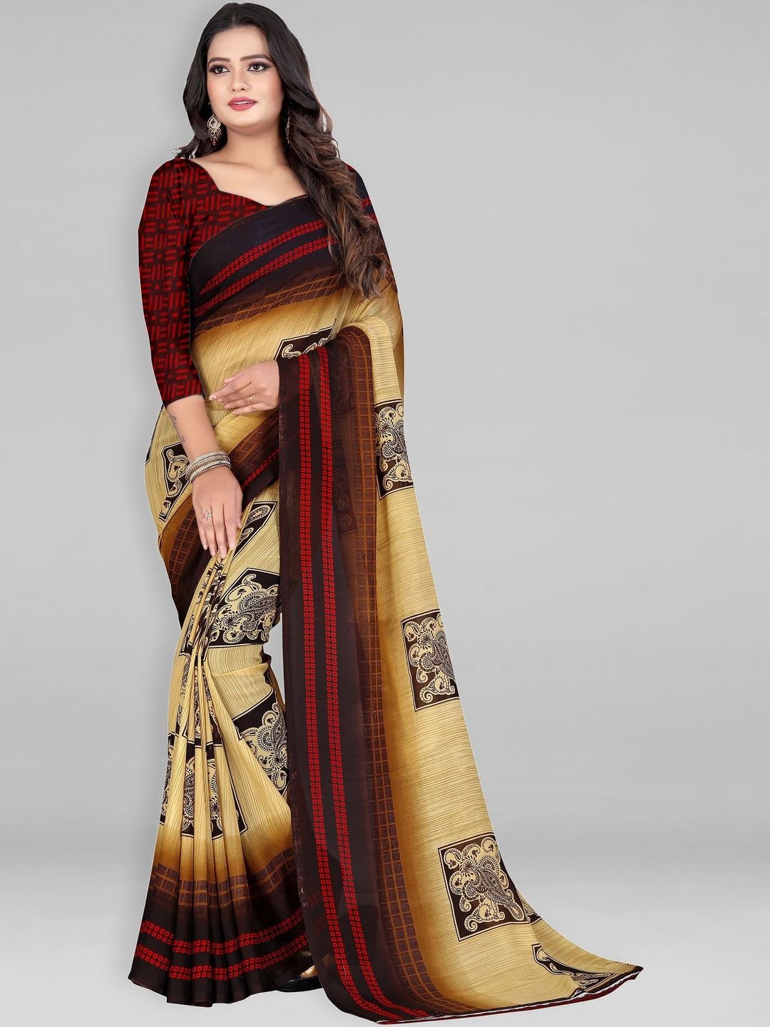SZN Ethnic Motifs Poly Georgette Saree-picture-41