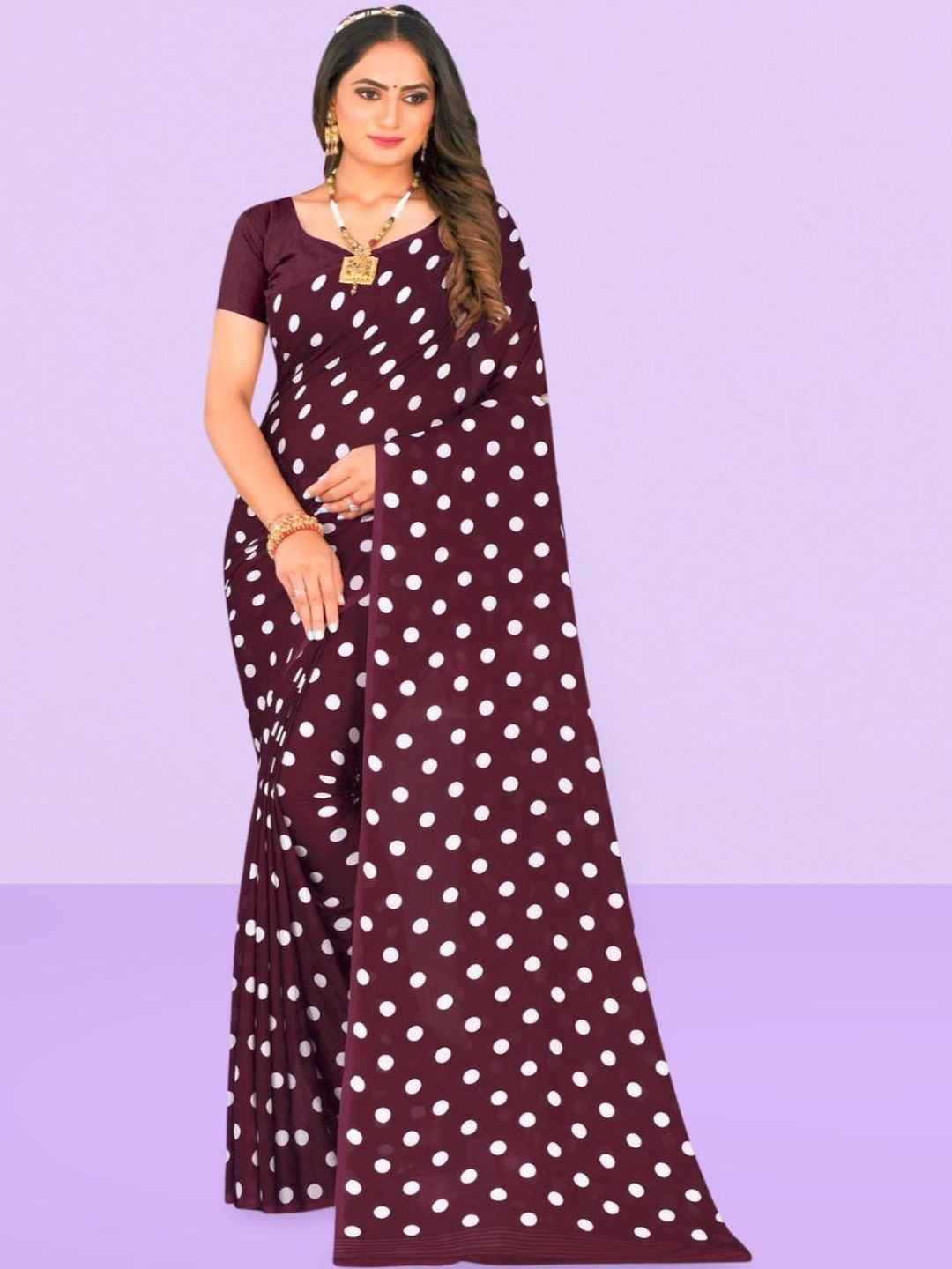 SZN Polka Dot Poly Georgette Saree-picture-17
