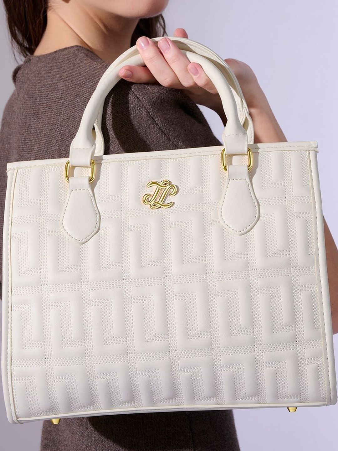 LAVIE Signature Textured Structured Satchel with Quilted-picture-38
