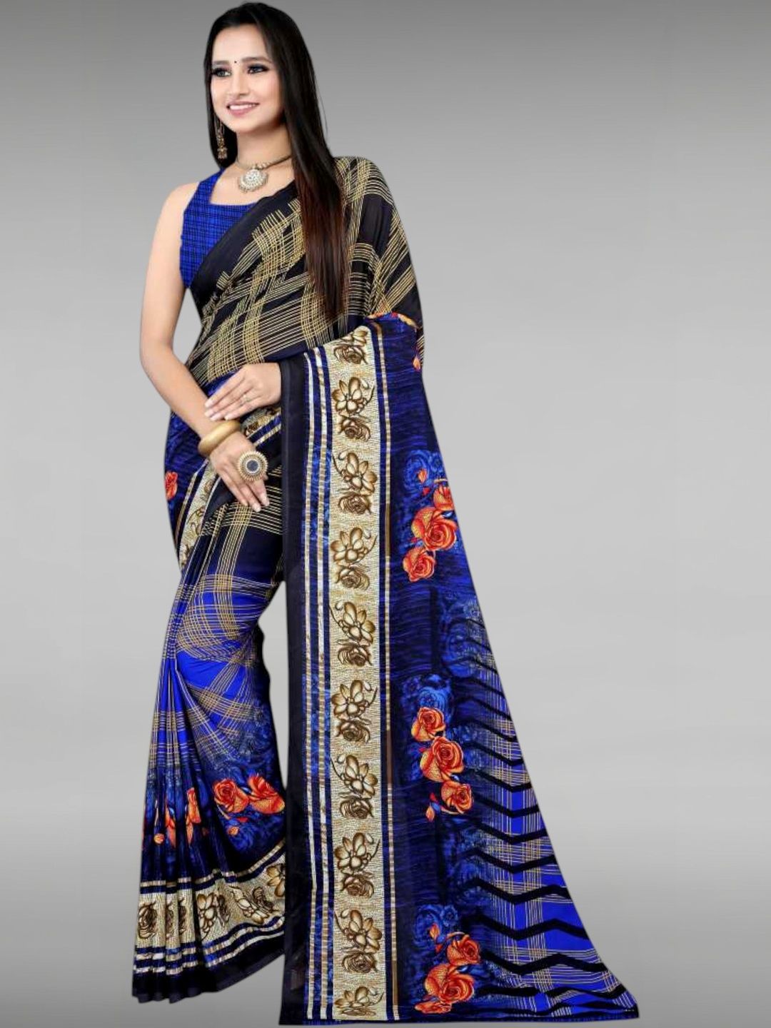 SZN Floral Poly Georgette Saree-picture-30