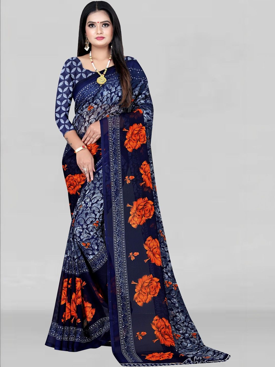 SZN Floral Poly Georgette Heavy Work Saree-picture-21