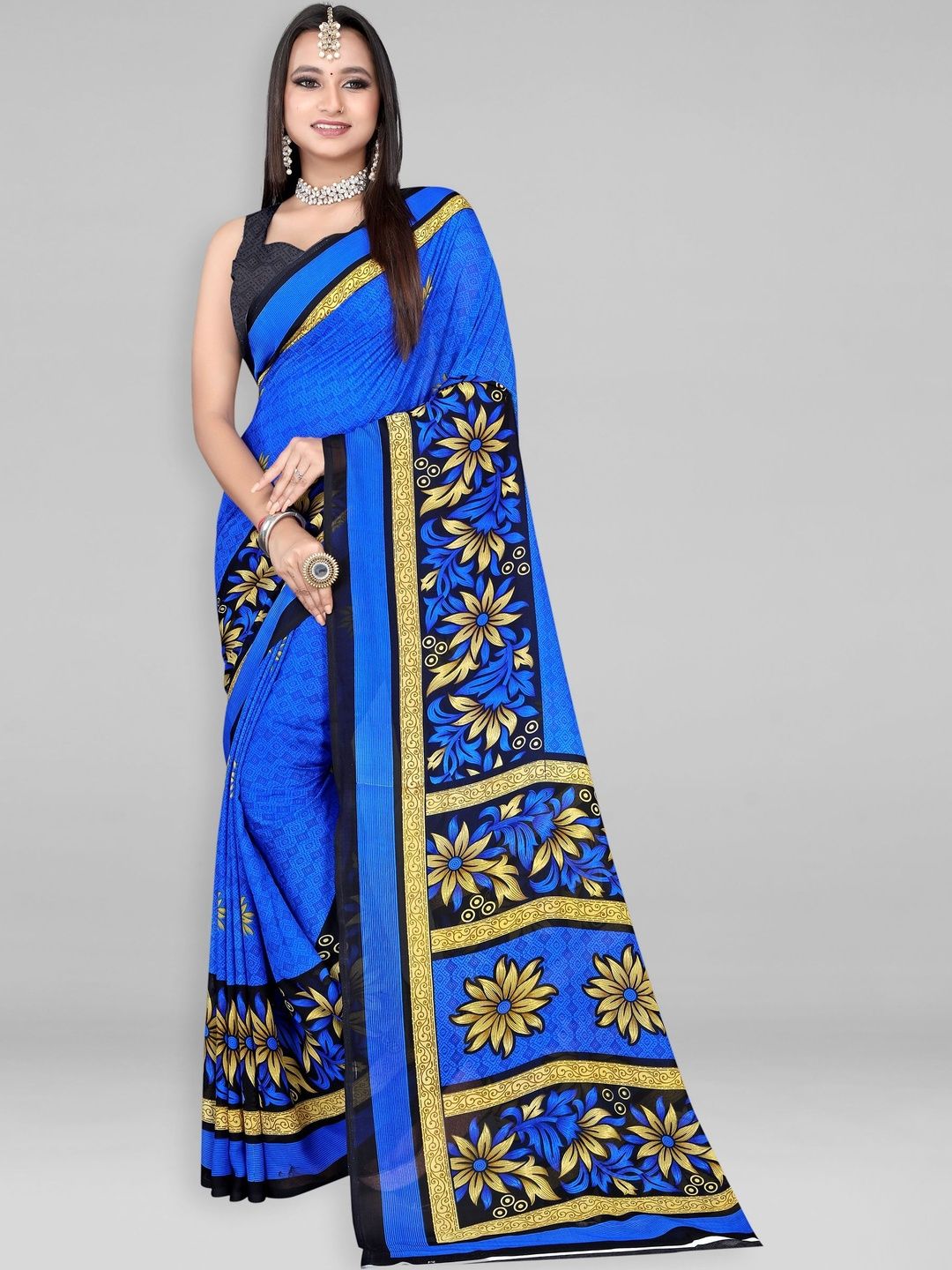 SZN Floral Poly Georgette Saree-picture-18