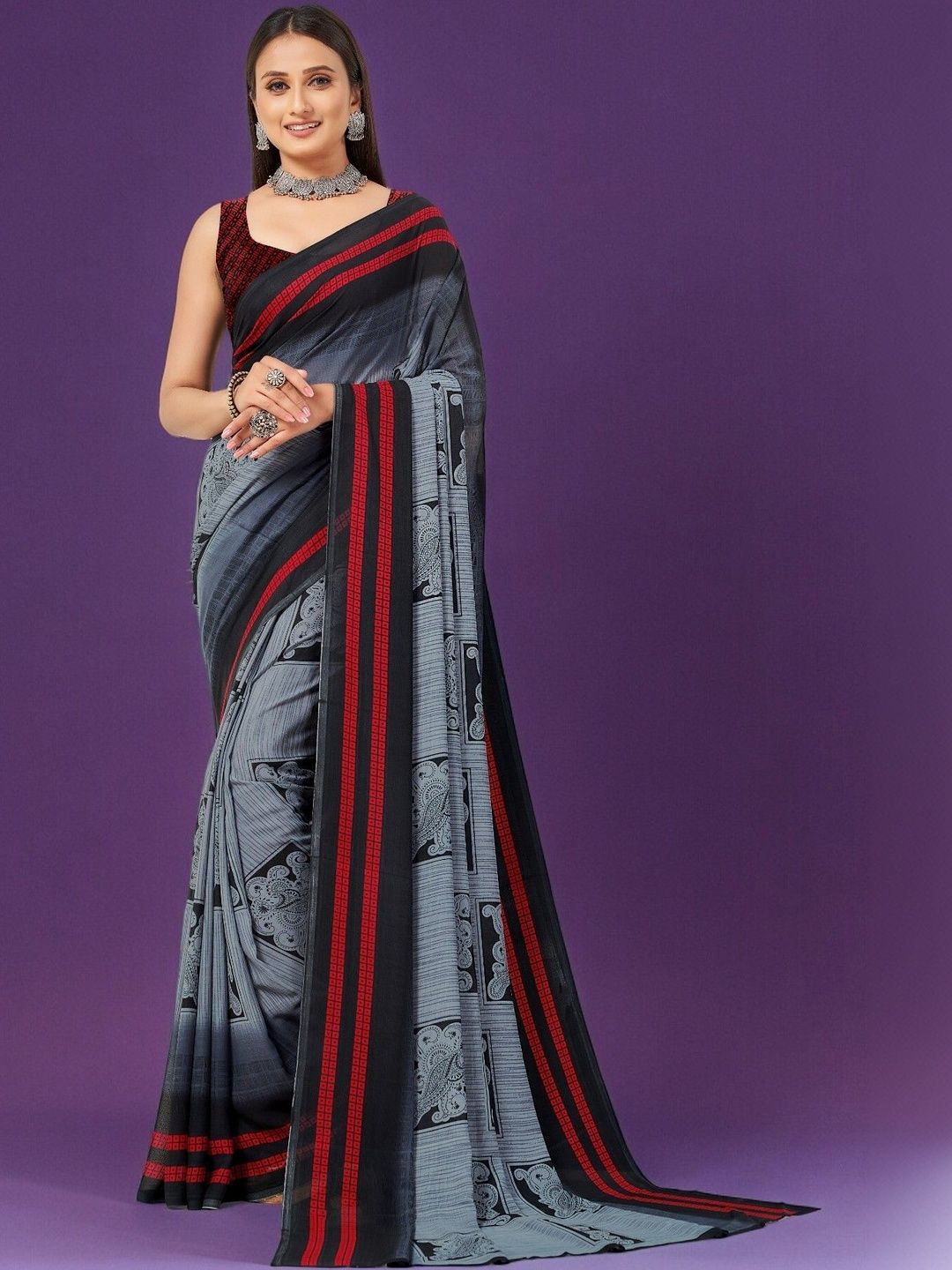 SZN Ethnic Motifs Poly Georgette Saree-picture-15