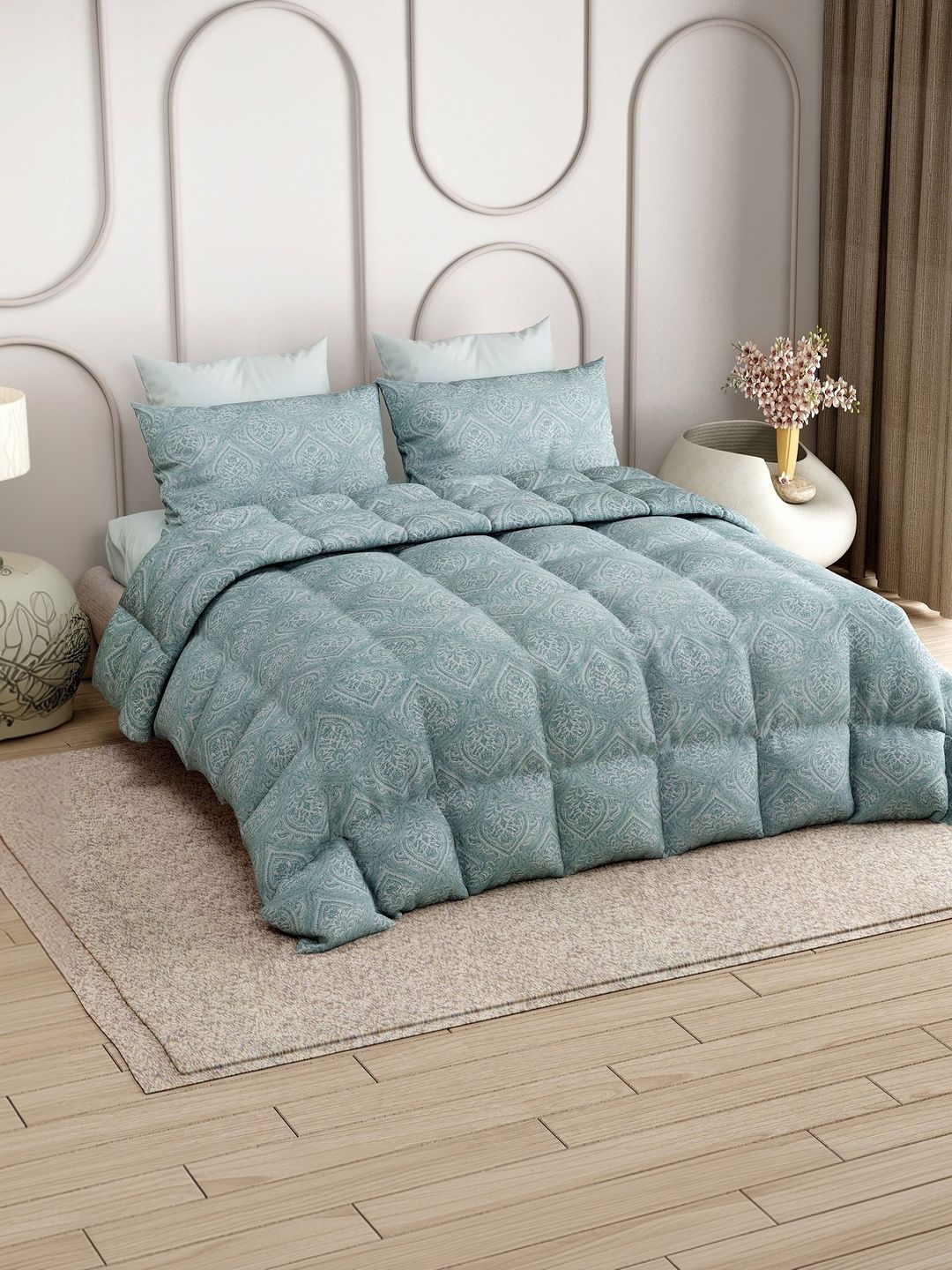 LABHAM Grey Ethnic Motifs Cotton 4 Piece Double King Fine Bedding Set-image-19