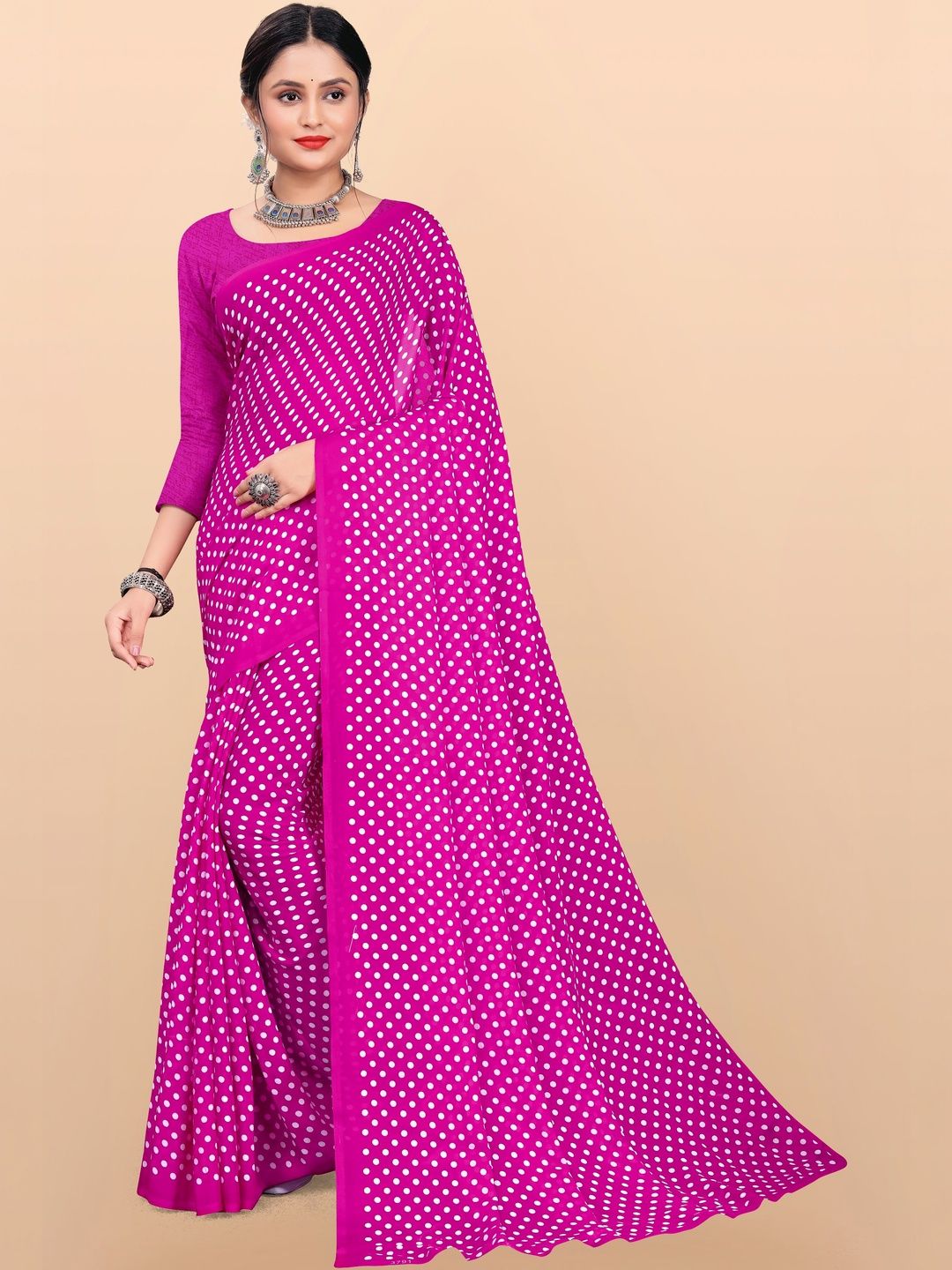 SZN Polka Dot Poly Georgette Saree-picture-55