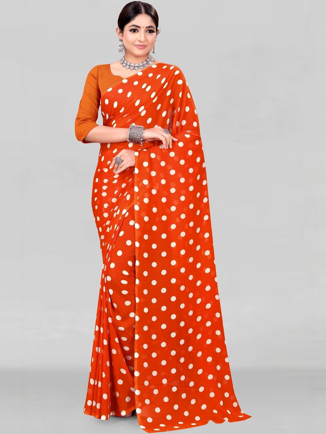 SZN Polka Dot Poly Georgette Saree-picture-52