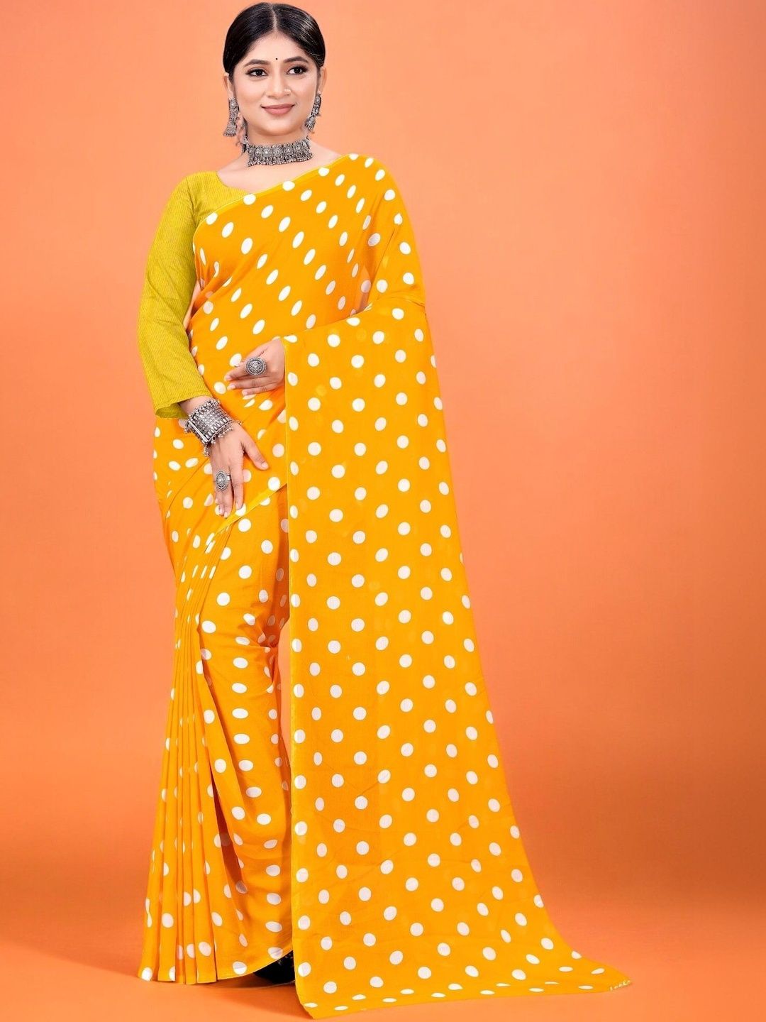 SZN Polka Dot Poly Georgette Saree-picture-27