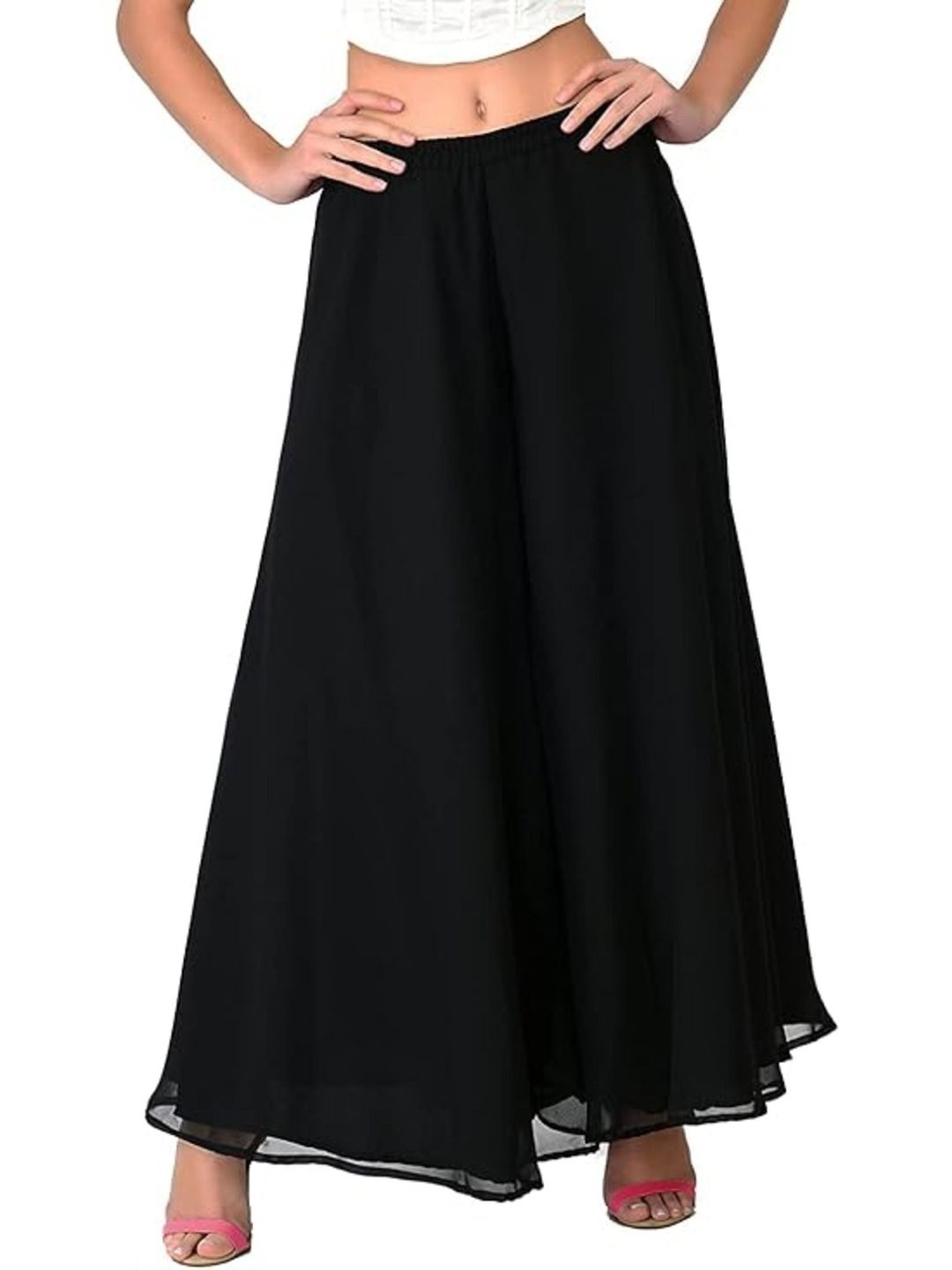 Aura Glam Women 2 Flared Georgette Ethnic Palazzos-picture-37