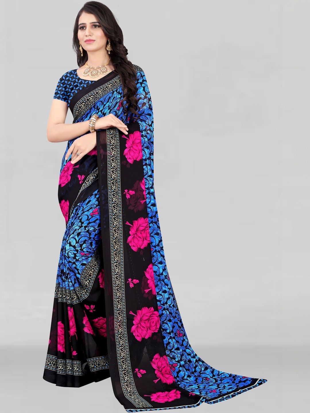 SZN Floral Poly Georgette Saree-picture-54