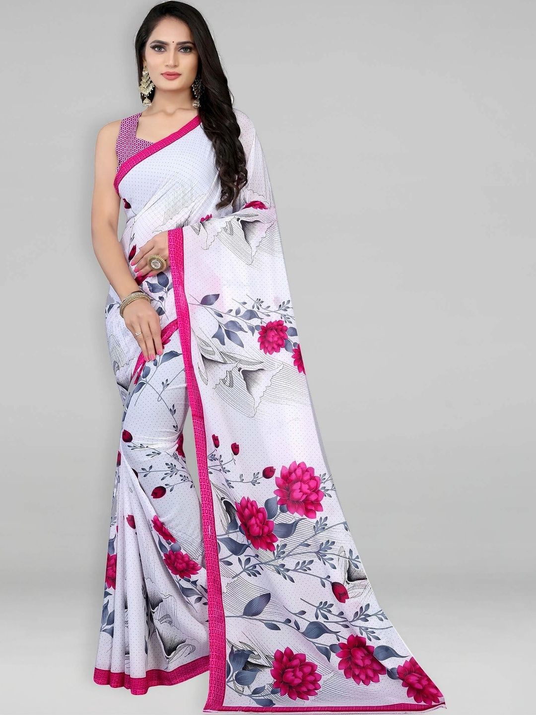 SZN Floral Poly Georgette Saree-picture-31