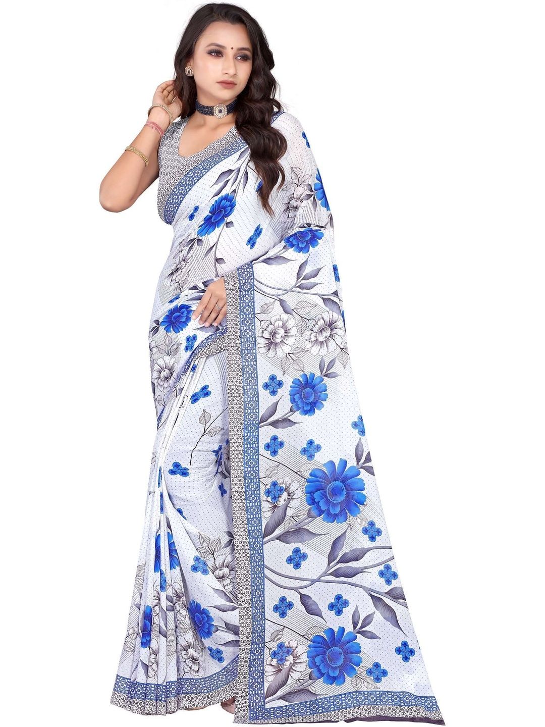 SZN Floral Poly Georgette Saree-picture-55