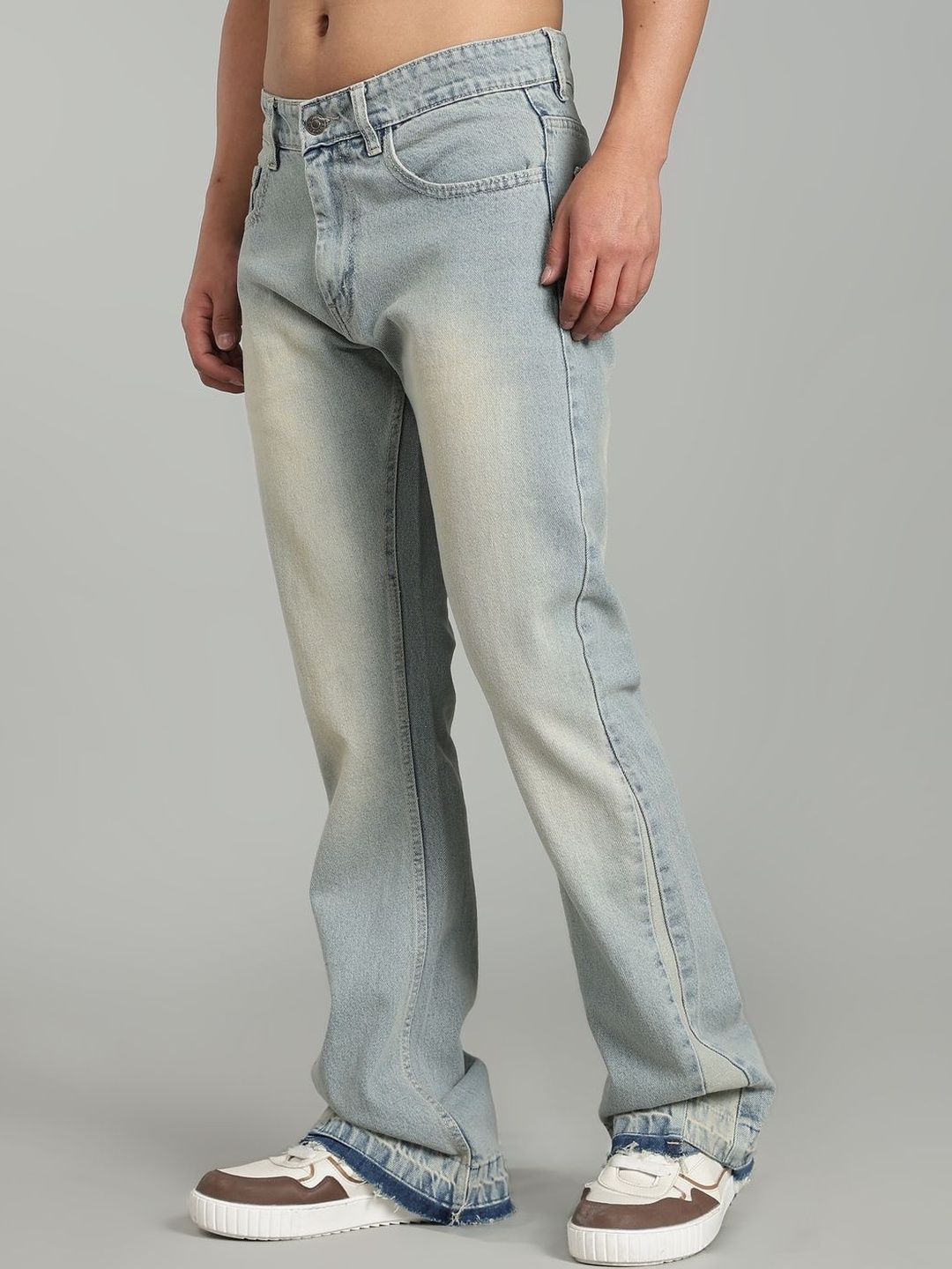 FOUL CHILD Men Flared Mid-Rise Light Fade Jeans-picture-11