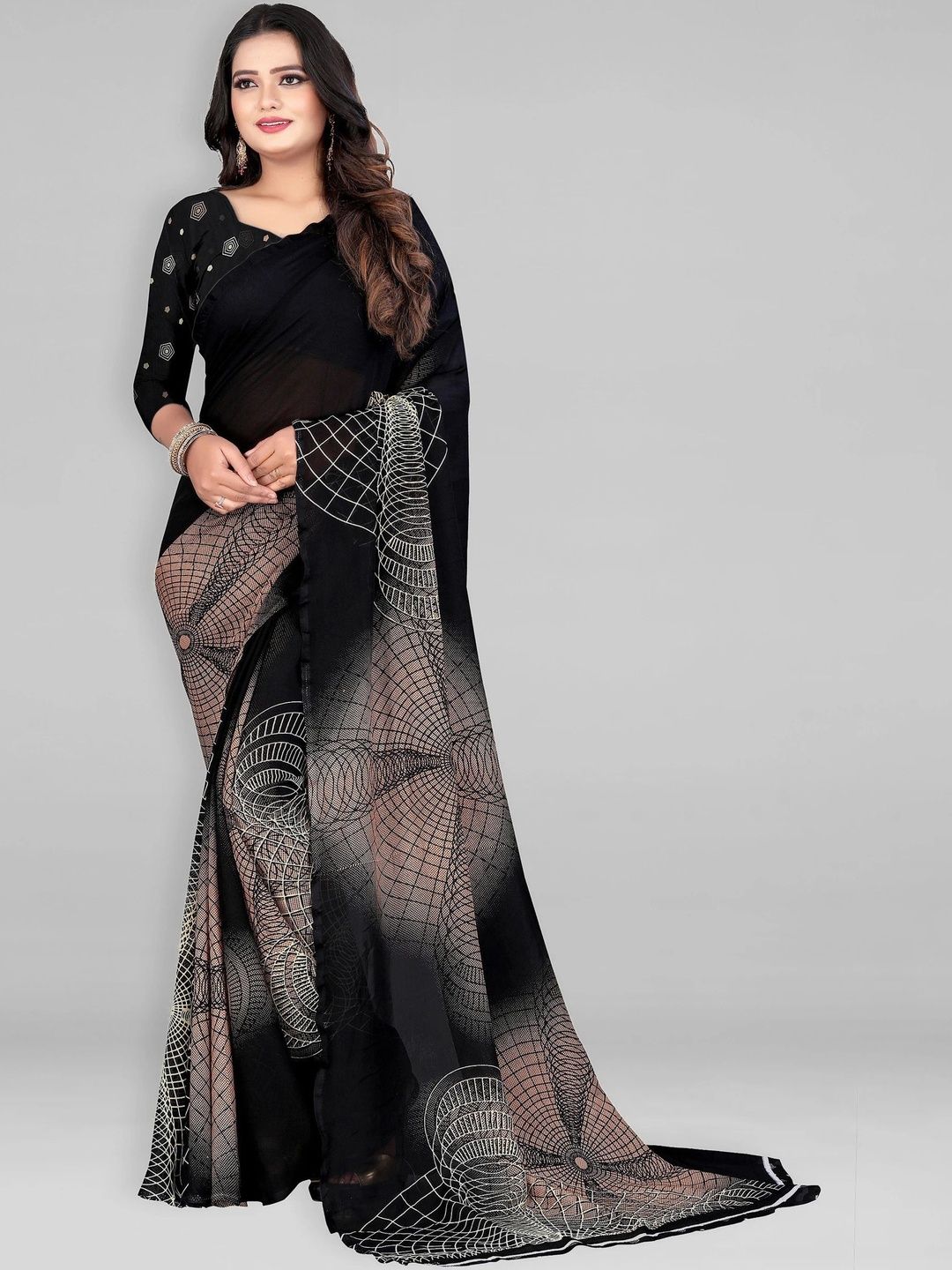 SZN Poly Georgette Saree-image-49