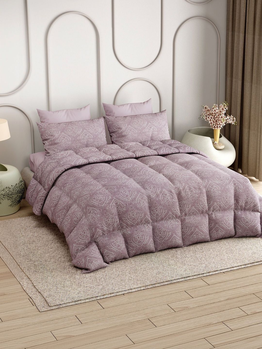 LABHAM Pink Ethnic Motifs Cotton 4 Piece Double King Fine Bedding Set-picture-41