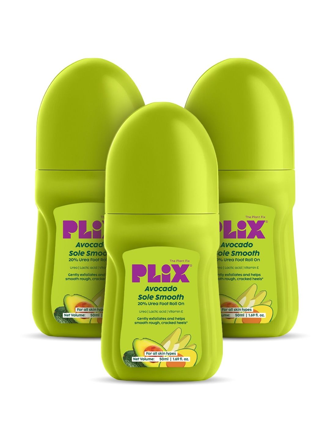 PLIX THE PLANT FIX Set Of 3 Avocado Sole Smooth Roll-On- 50 ml Each-image-3