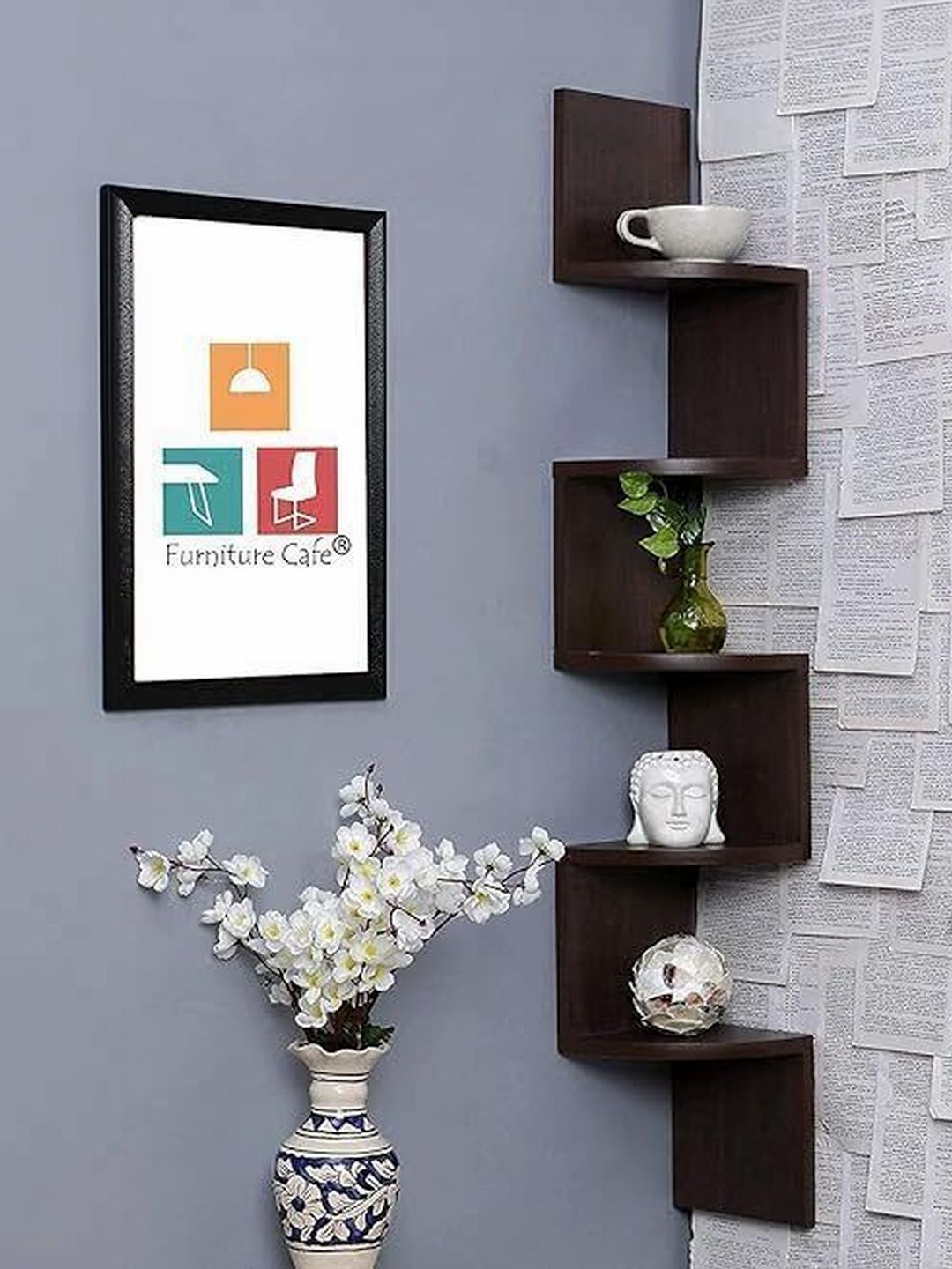 CraftOnline Black MDF Corner Wall Shelf-image-24