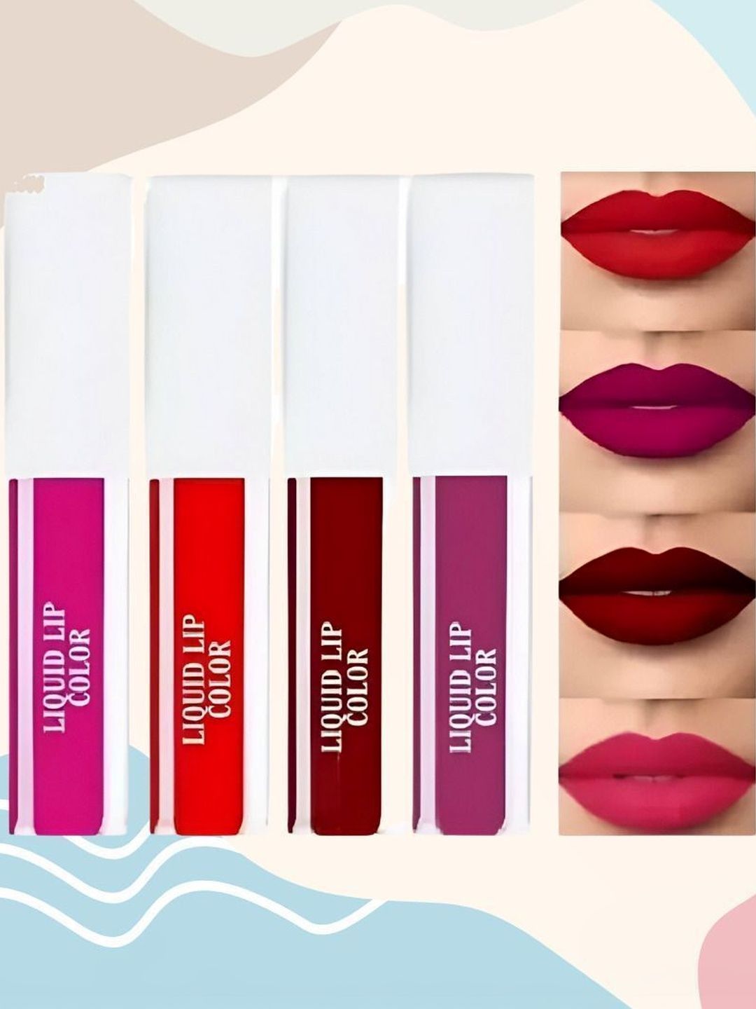 Plessis Set Of 4 Transfer Proof Waterproof Matte Finish Liquid Lipstick - 1.5ml Each - Red