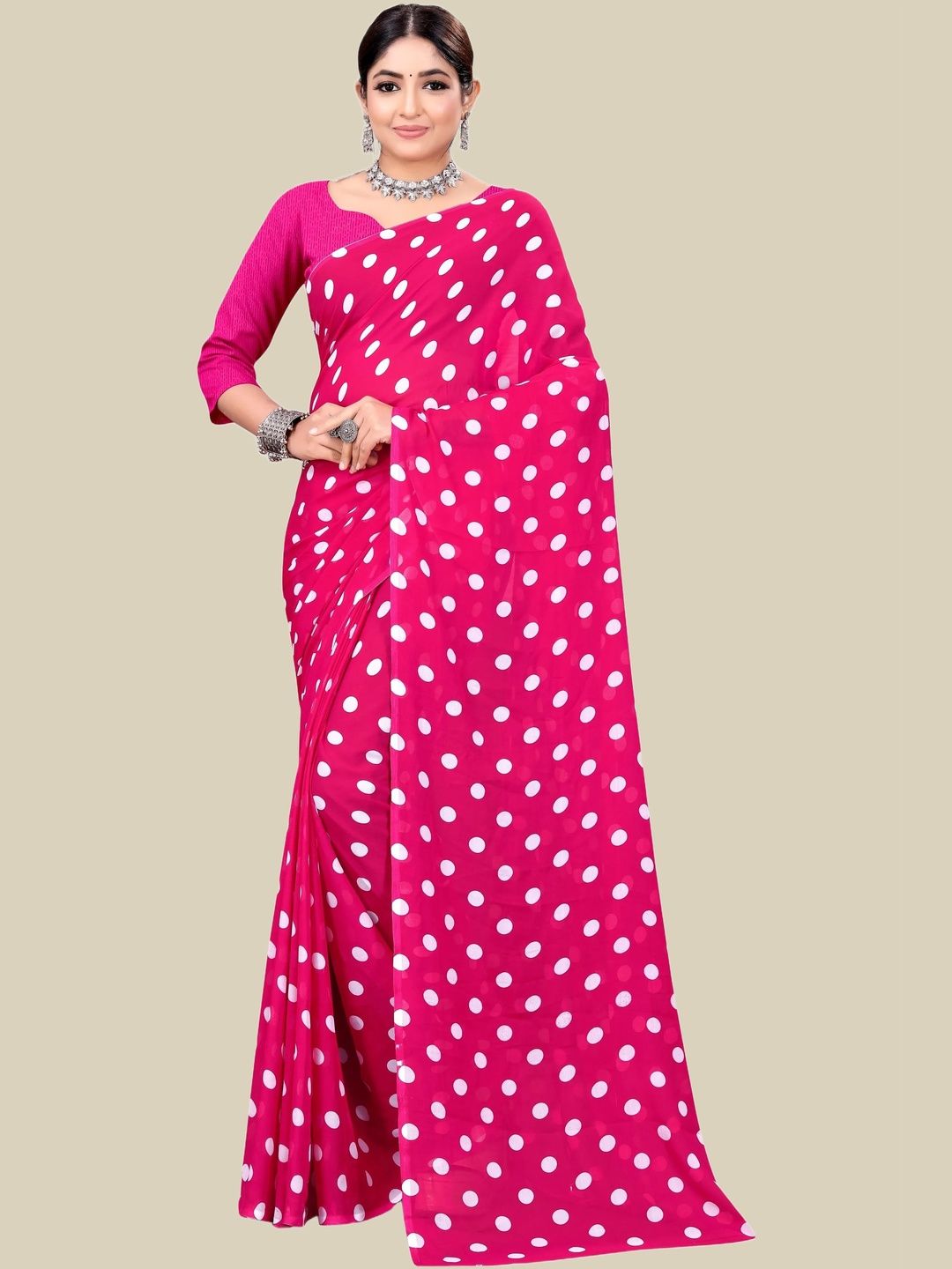 SZN Polka Dot Poly Georgette Saree-picture-26