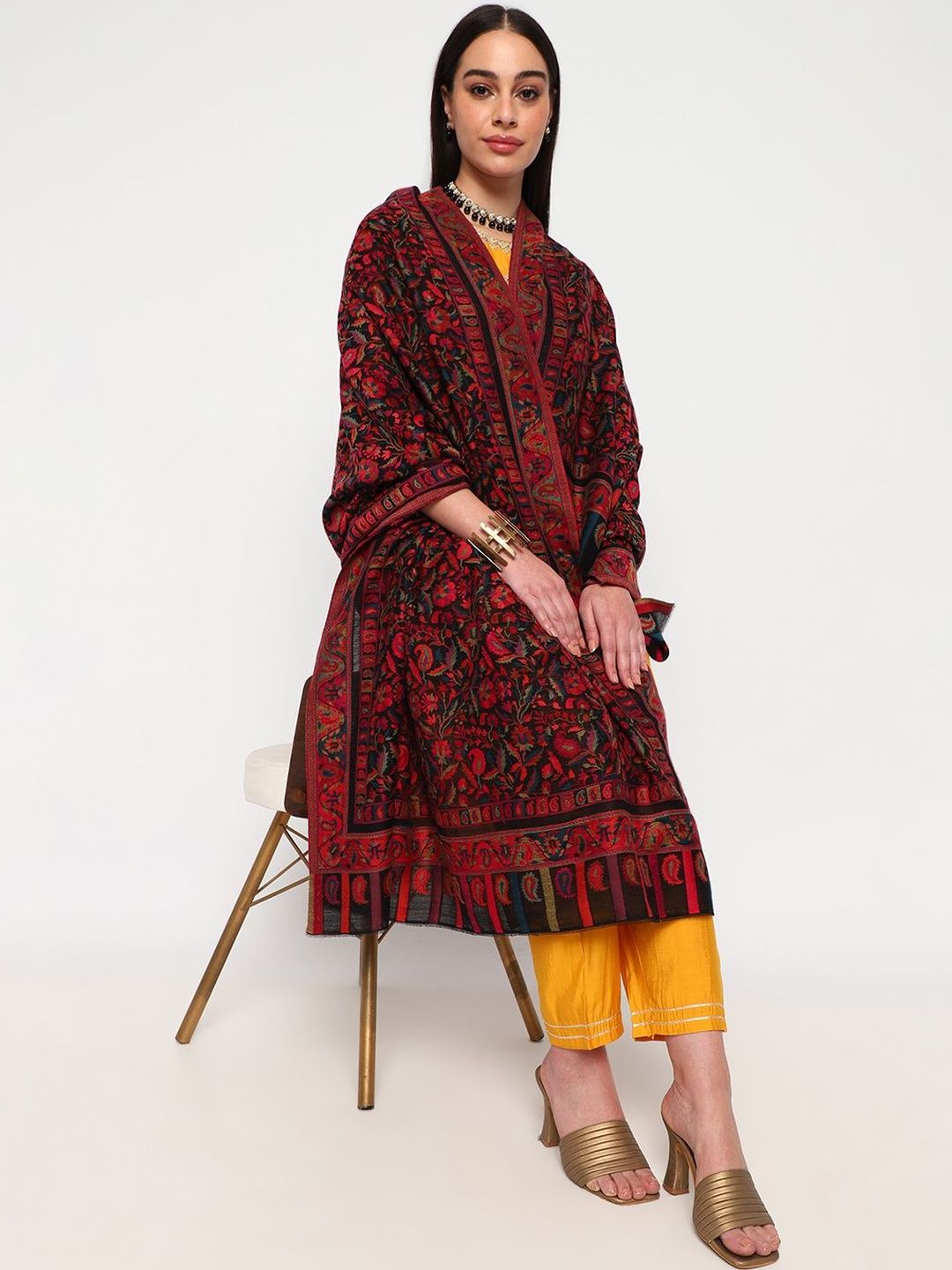 La Vastraa Women Floral Woven Design Shawl-picture-11