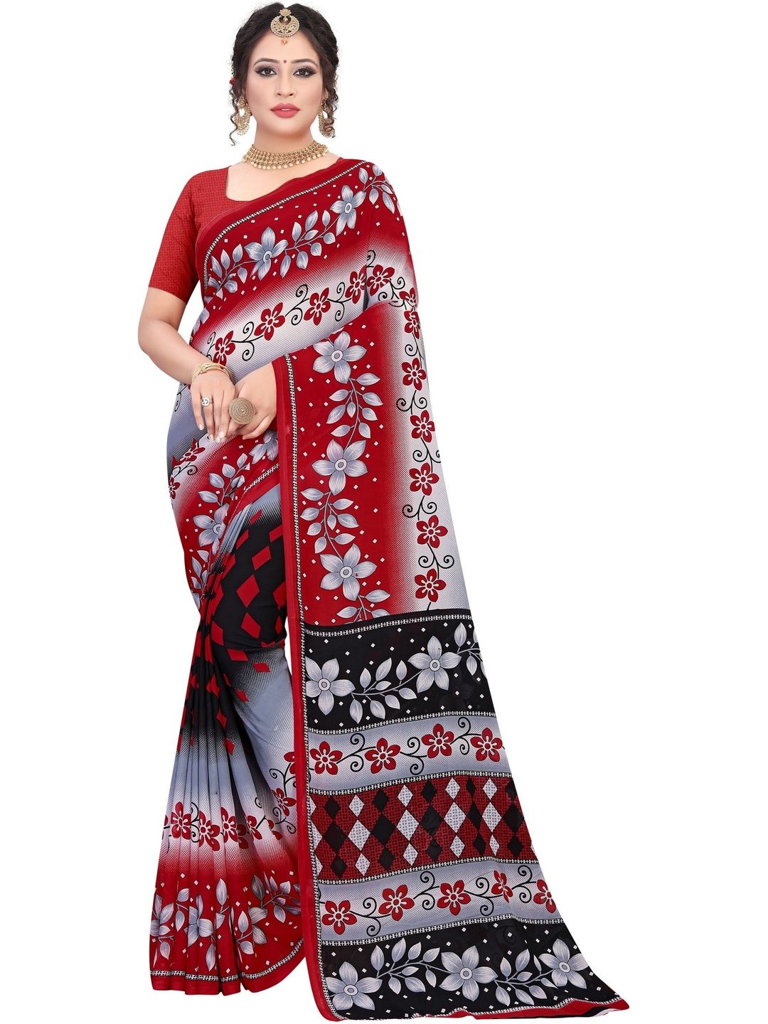 SZN Floral Poly Georgette Saree-picture-35