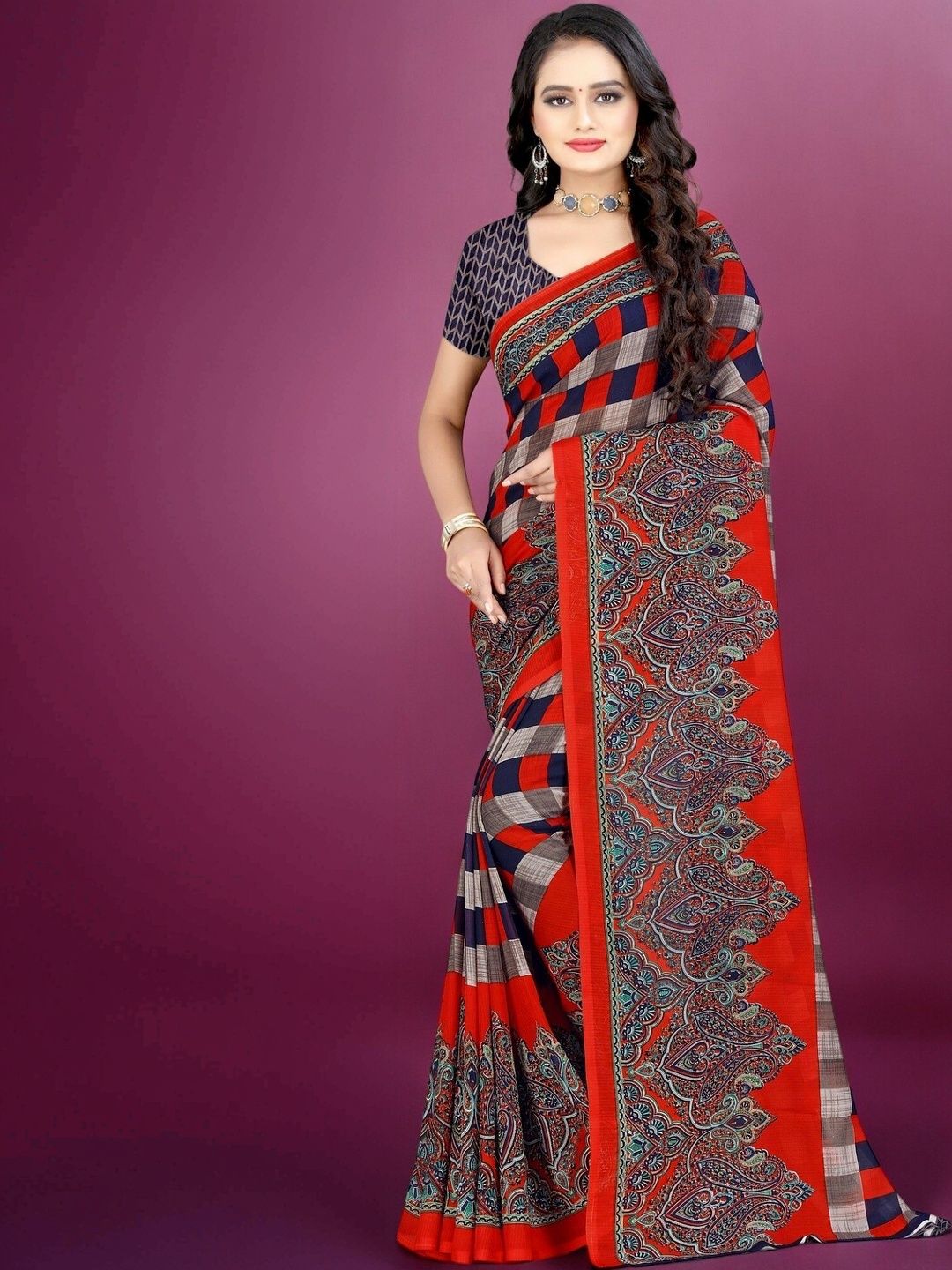 SZN Paisley Poly Georgette Saree-picture-19