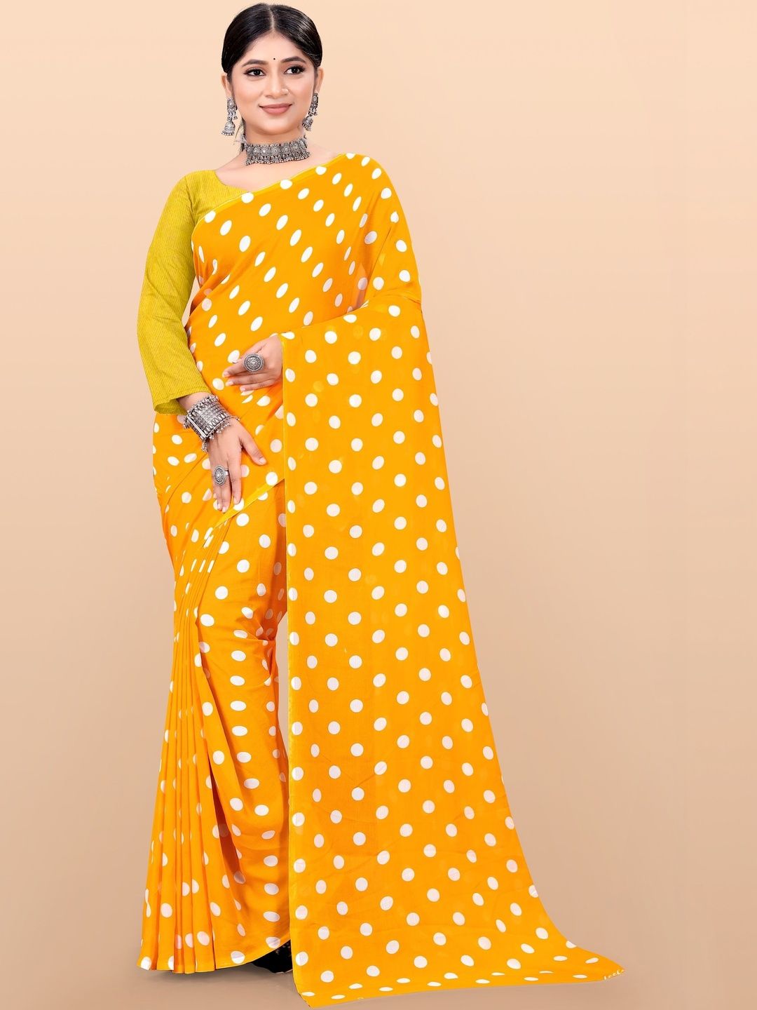 SZN Polka Dot Poly Georgette Saree-picture-28