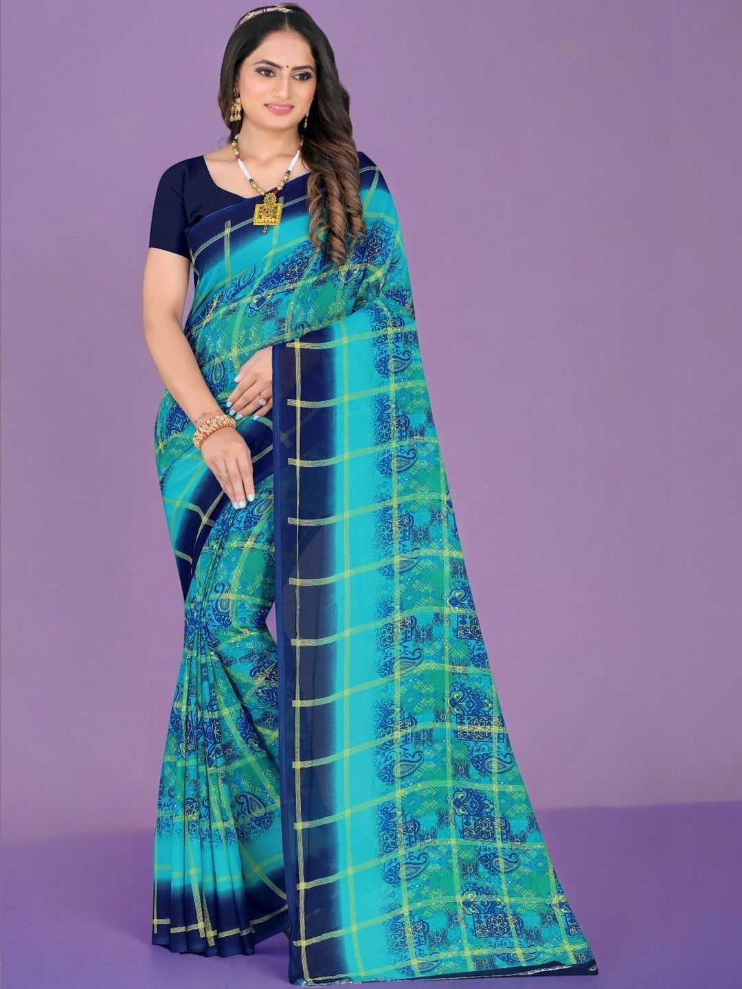 SZN Ethnic Motifs Poly Georgette Saree-picture-15