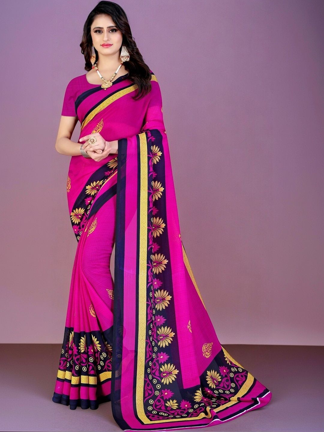 SZN Floral Poly Georgette Saree-picture-14