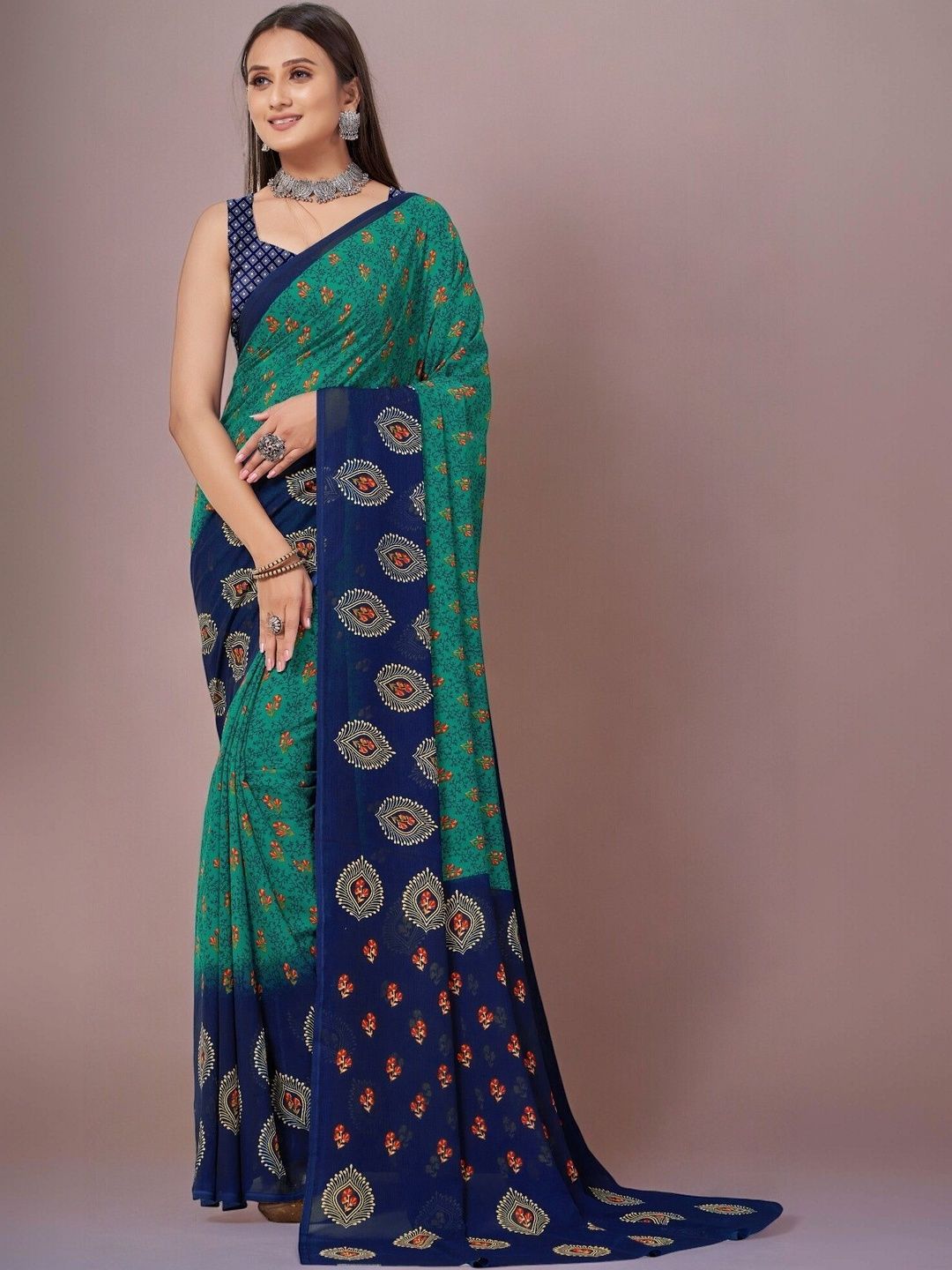 SZN Ethnic Motifs Poly Georgette Saree-picture-11