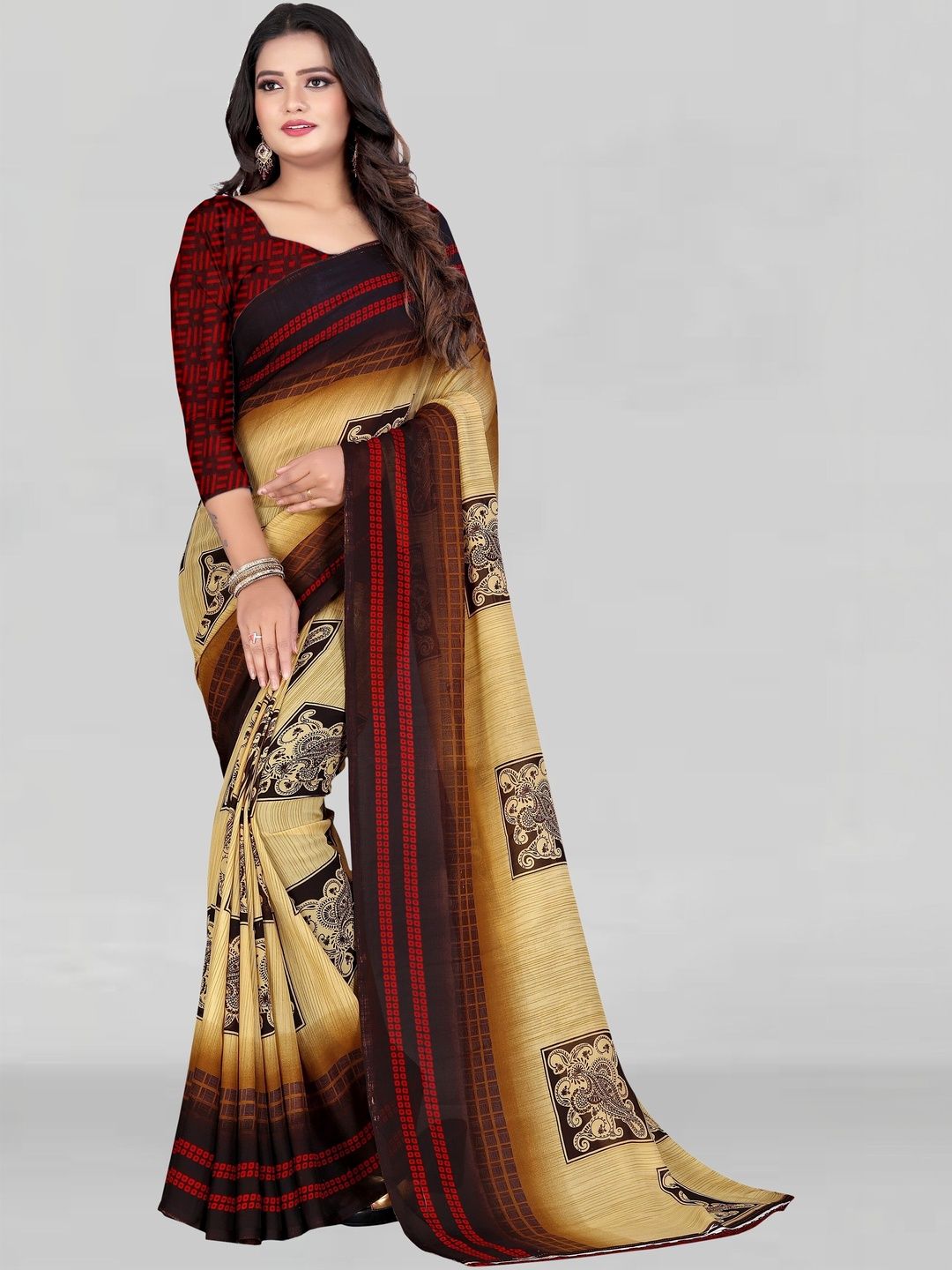 SZN Ethnic Motifs Poly Georgette Saree-picture-46
