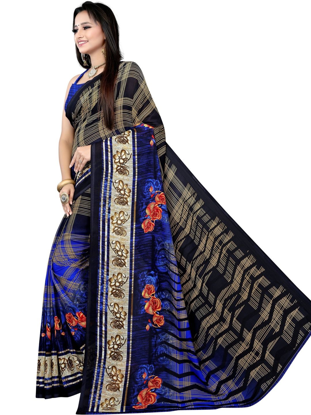SZN Floral Poly Georgette Saree-picture-44