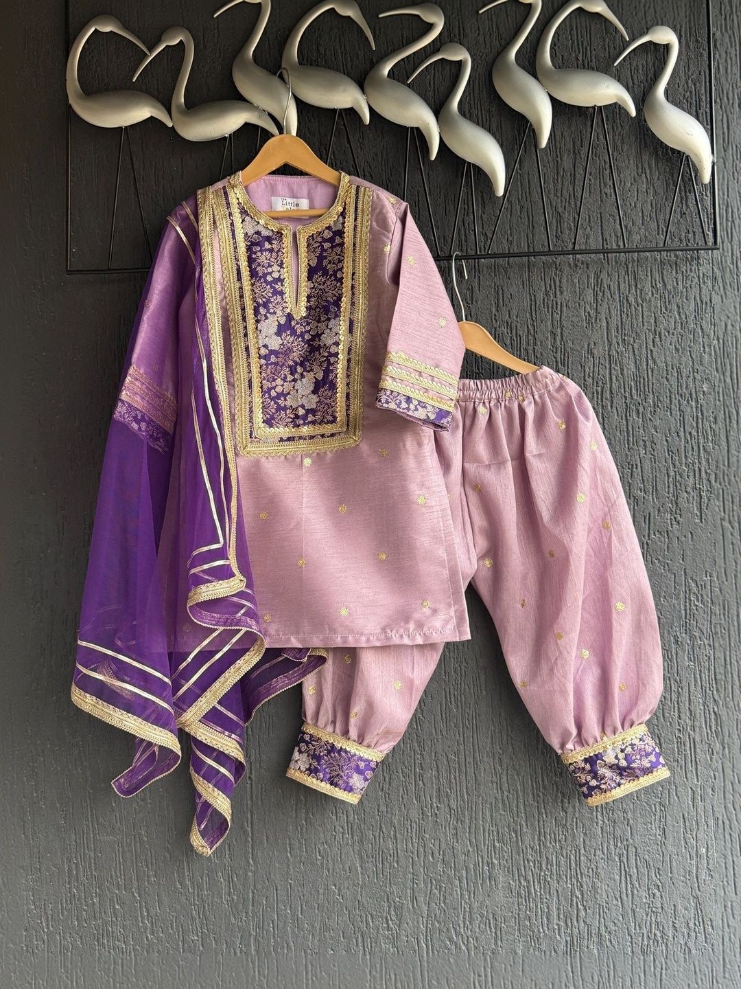 The Little Tales Girls Yoke Design Regular Sequinned Kurta with Patiala & With Dupatta-image-3