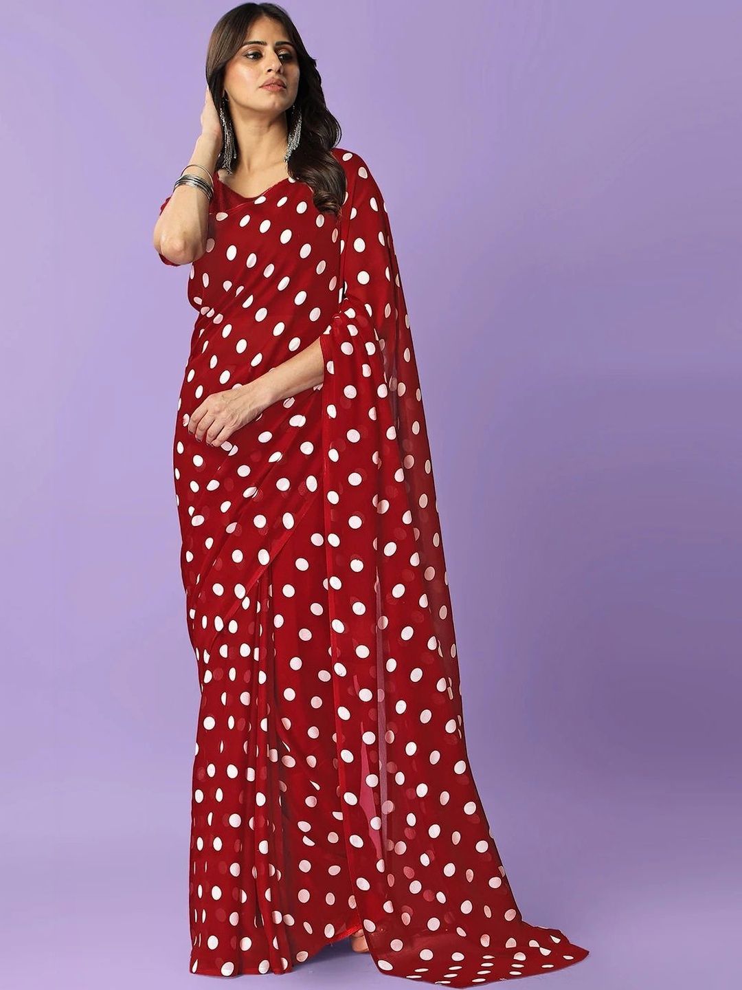 SZN Polka Dot Poly Georgette Saree-picture-47