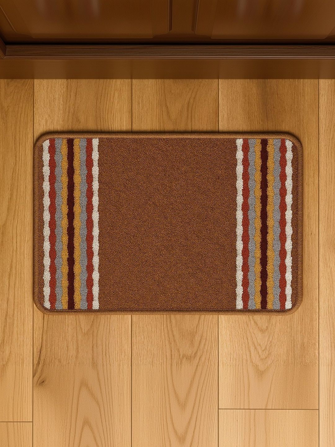 GEET CREATIONS Brown & White Self-Designed Anti-Skid Doormat-image-27