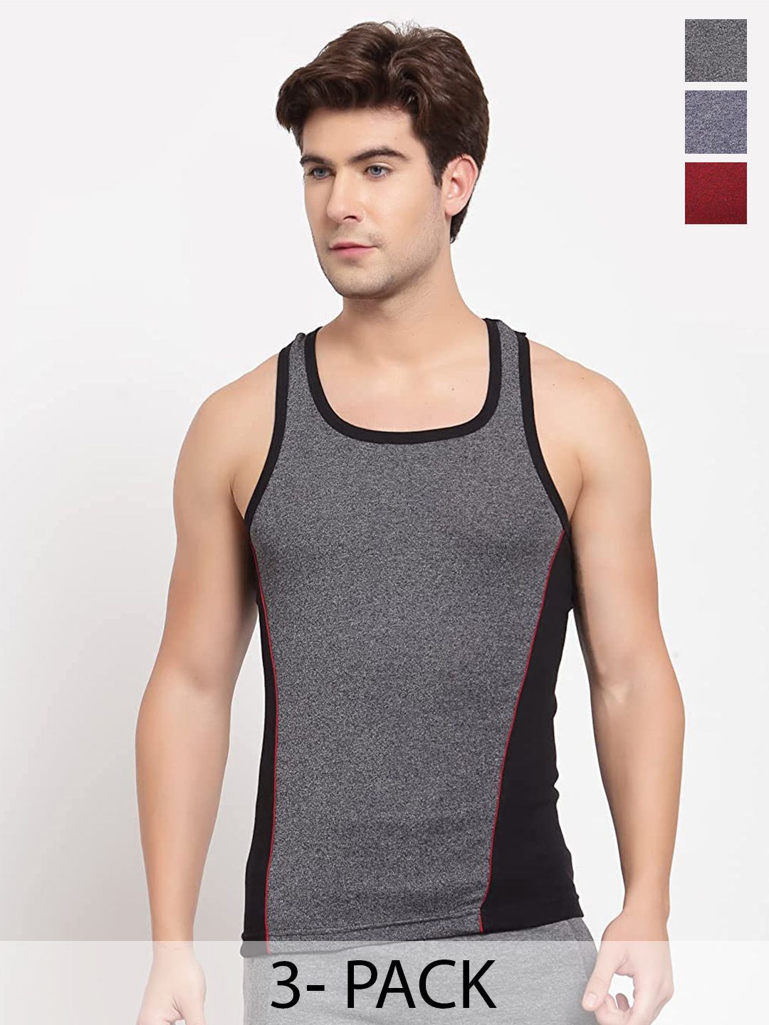 Sporto by Macho Pack Of 3 Sleeveless Pure Cotton Innerwear Gym Vest-picture-25