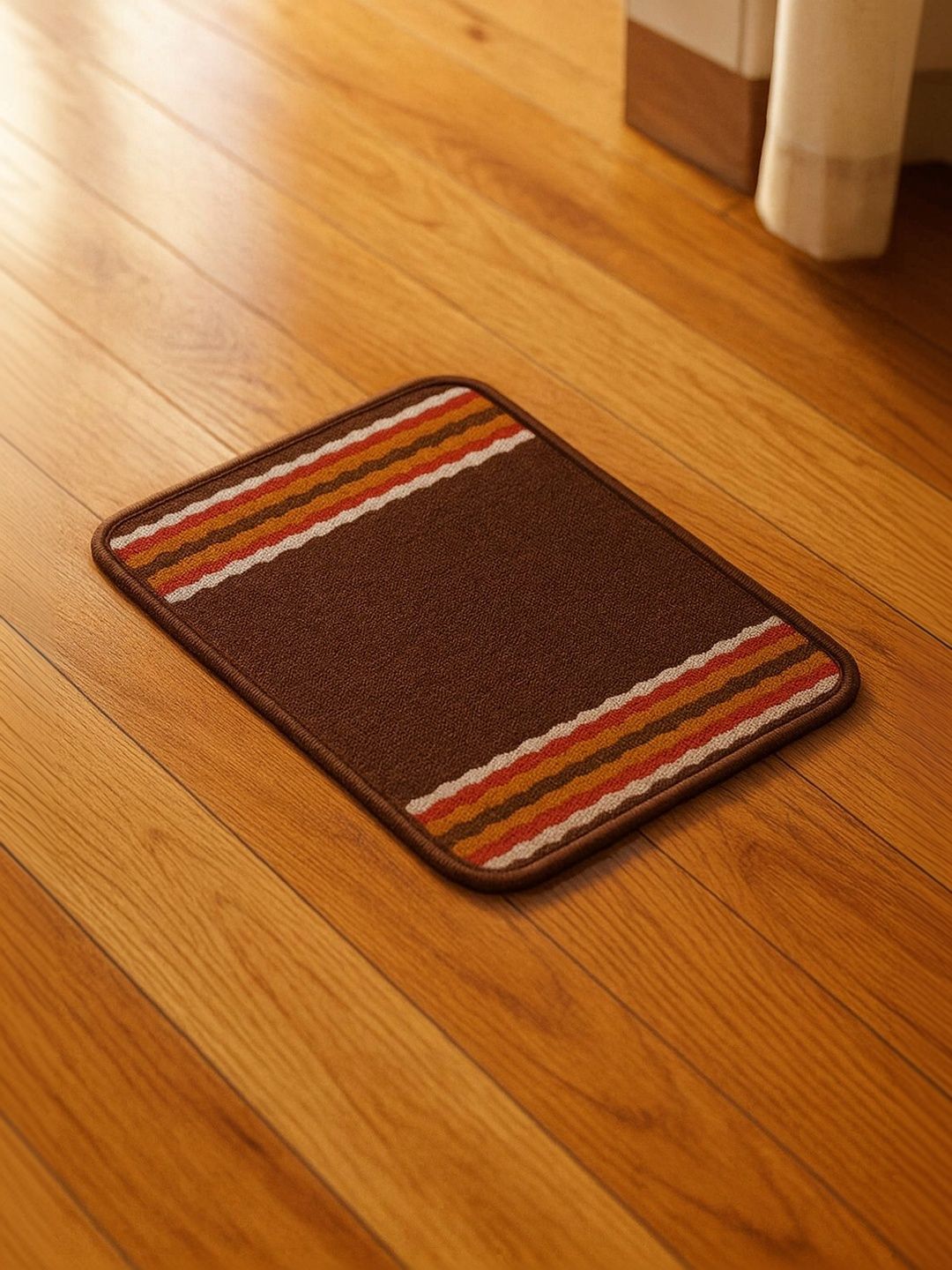 GEET CREATIONS Coffee Brown Self-Designed Anti-Skid Jute Bath Rugs-image-1