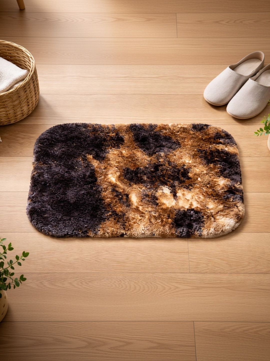 GEET CREATIONS Brown Self-Designed Anti-Skid Microfiber Bath Rugs-image-49