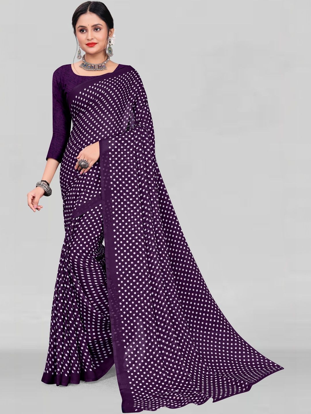 SZN Polka Dot Poly Georgette Saree-picture-30