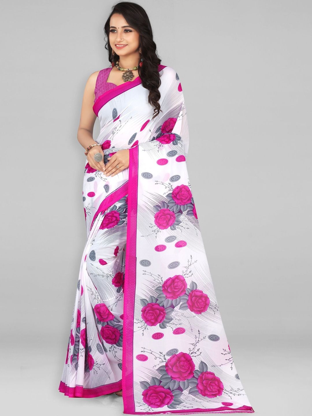 SZN Floral Poly Georgette Saree-picture-26