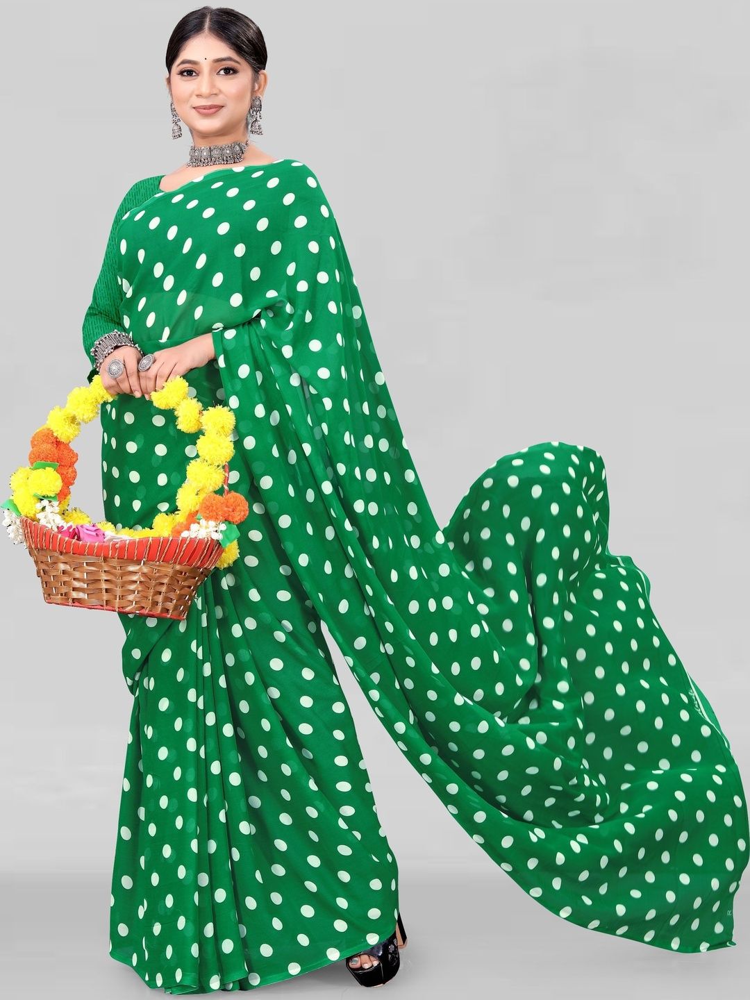 SZN Polka Dot Poly Georgette Saree-picture-34